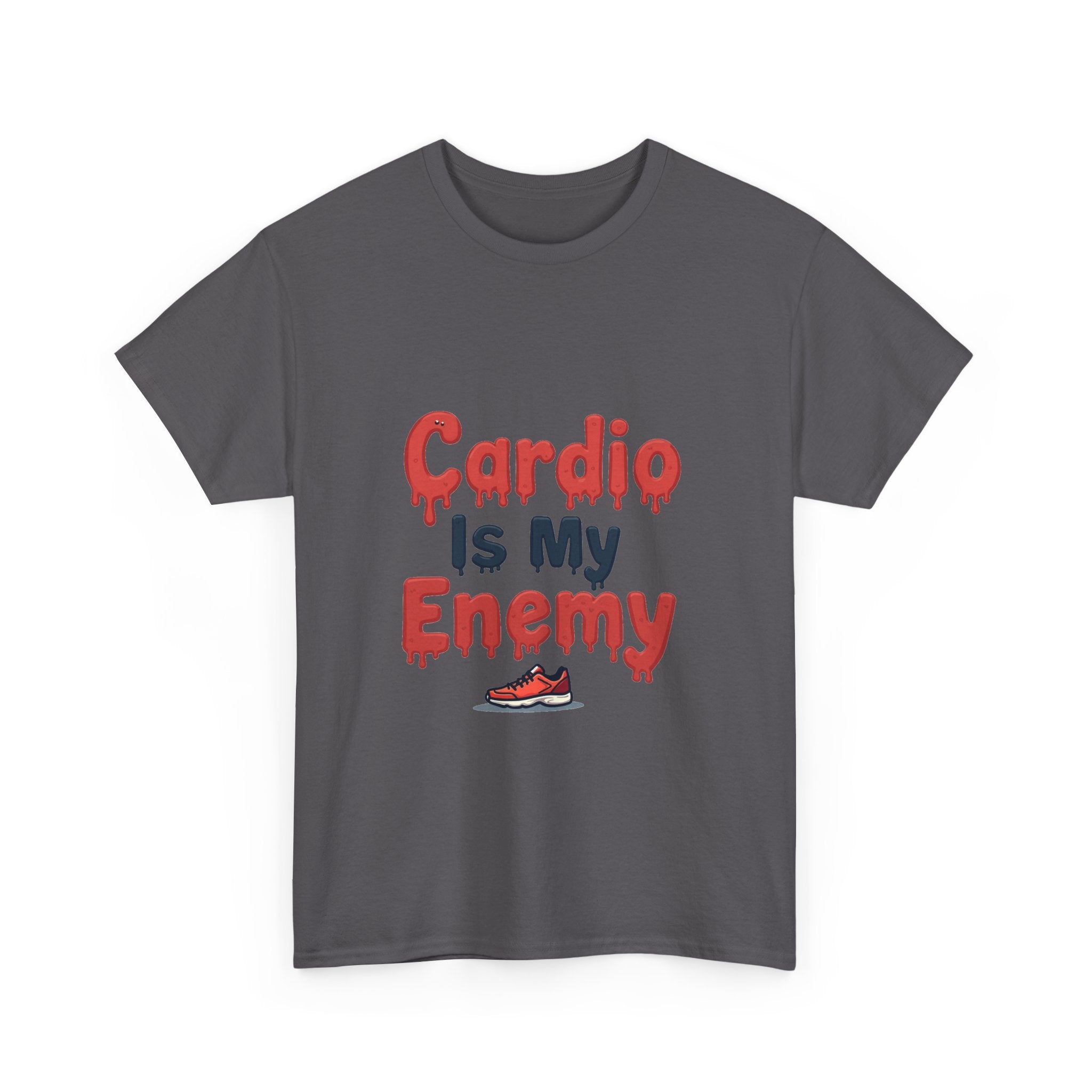 'Cardio Is My Enemy' Funny Gym Workout T-Shirt for Fitness Haters