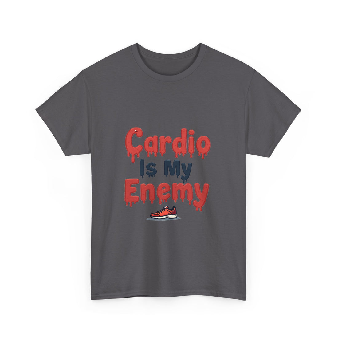 'Cardio Is My Enemy' Funny Gym Workout T-Shirt for Fitness Haters