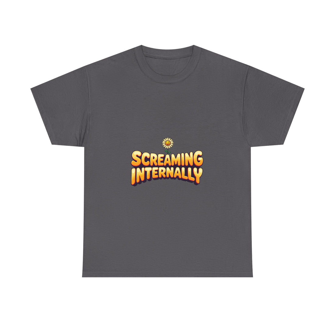 'Screaming Internally' Funny Retro Sun Graphic Cotton T‑Shirt