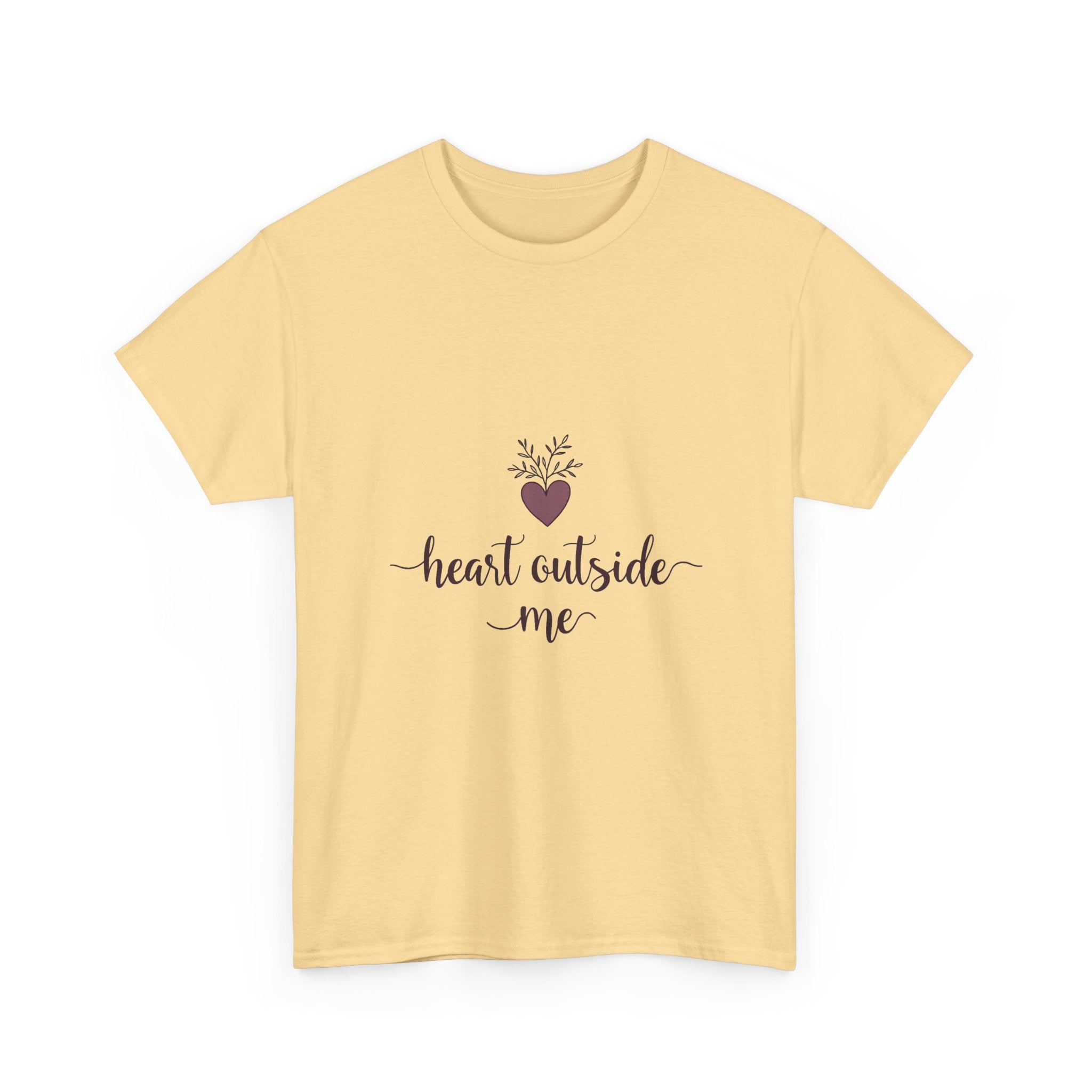 "Heart Outside Me" Floral Heart Script T-Shirt