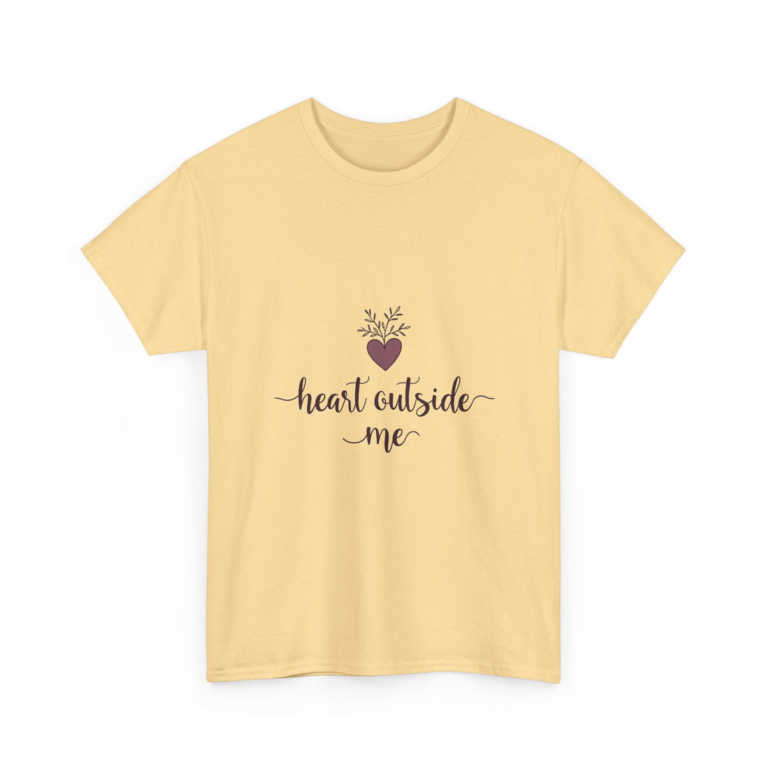 "Heart Outside Me" Floral Heart Script T-Shirt