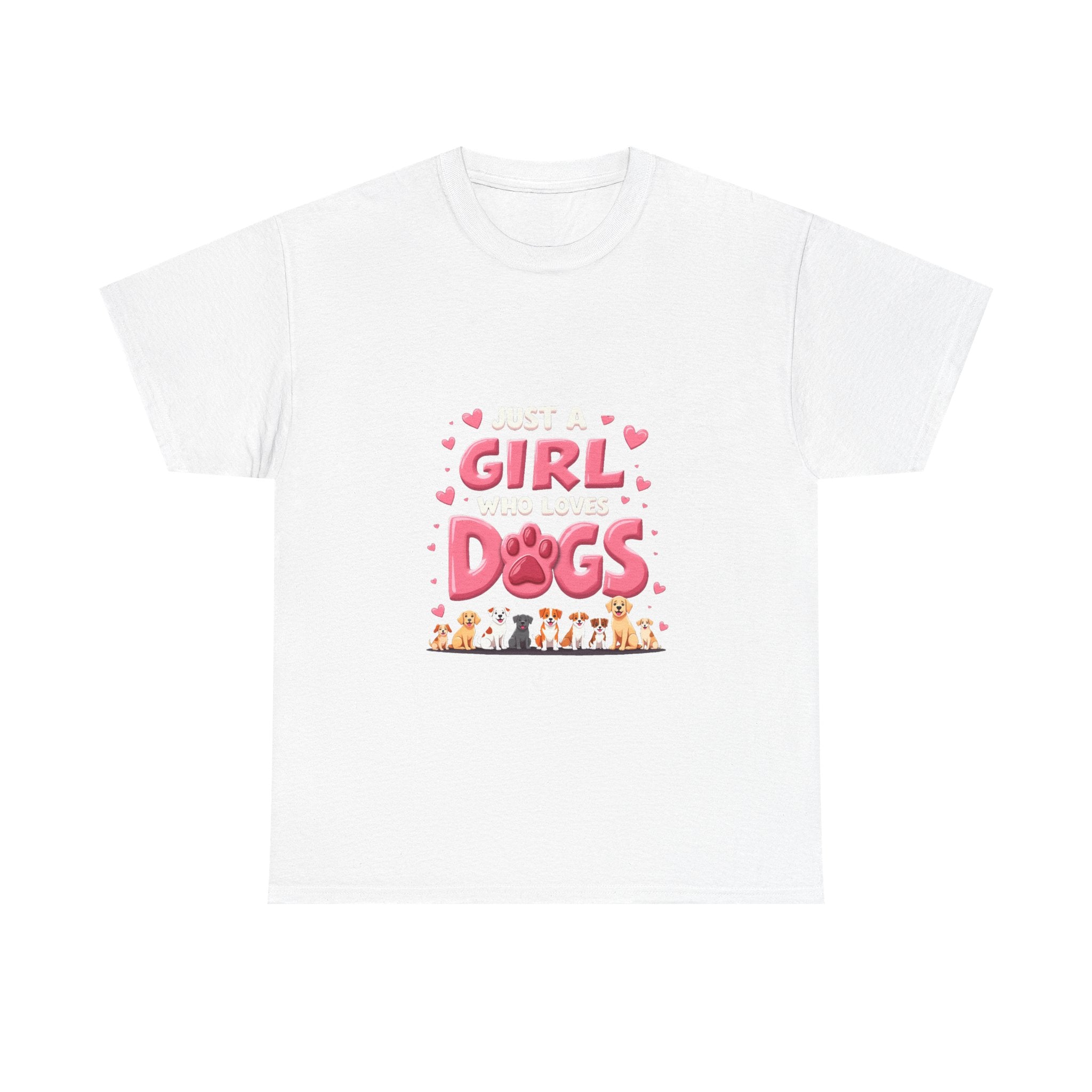 'Girl Who Loves Dogs' Cute Paw Design T-Shirt
