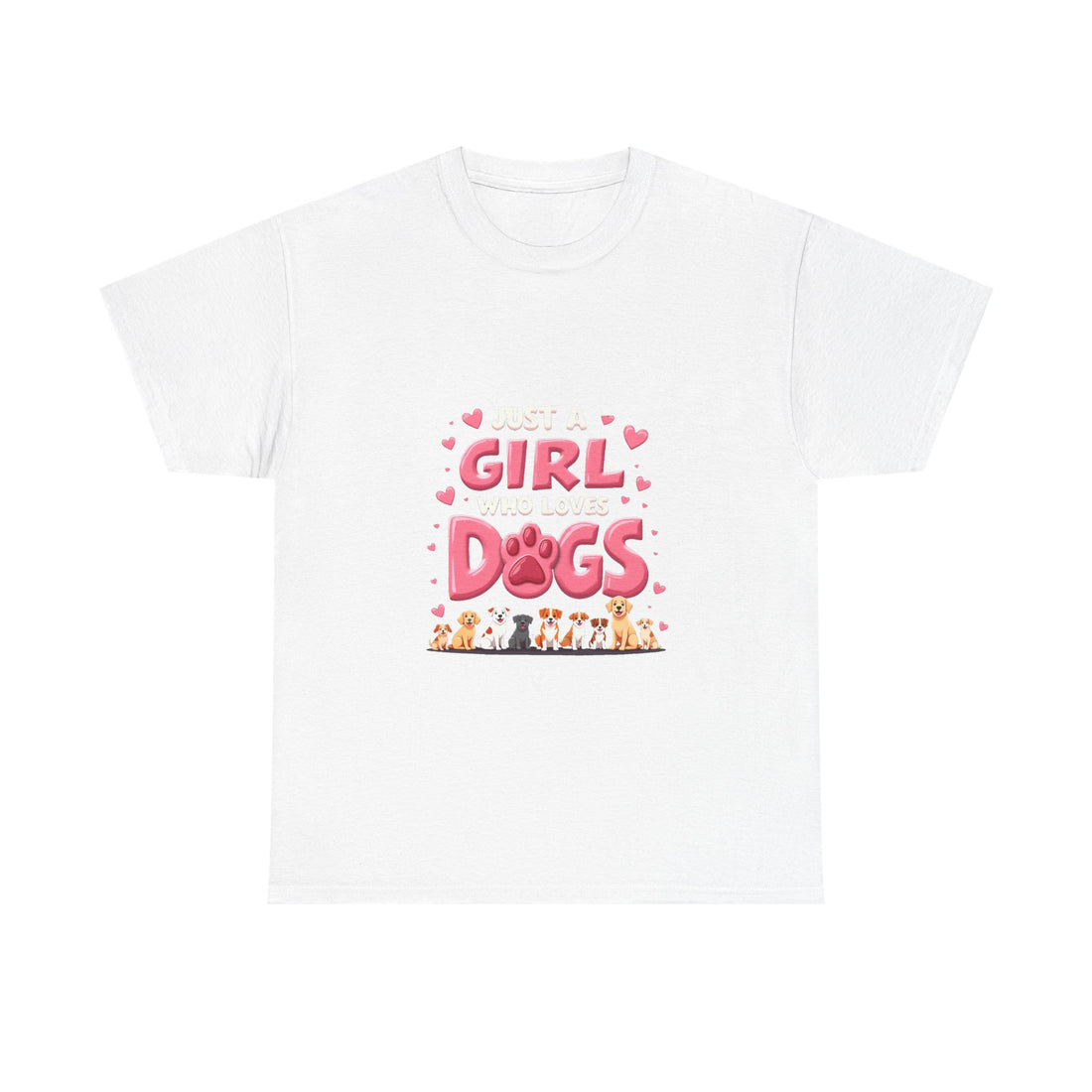 'Girl Who Loves Dogs' Cute Paw Design T-Shirt