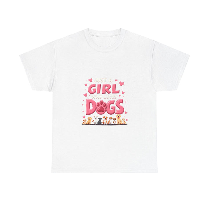 'Girl Who Loves Dogs' Cute Paw Design T-Shirt
