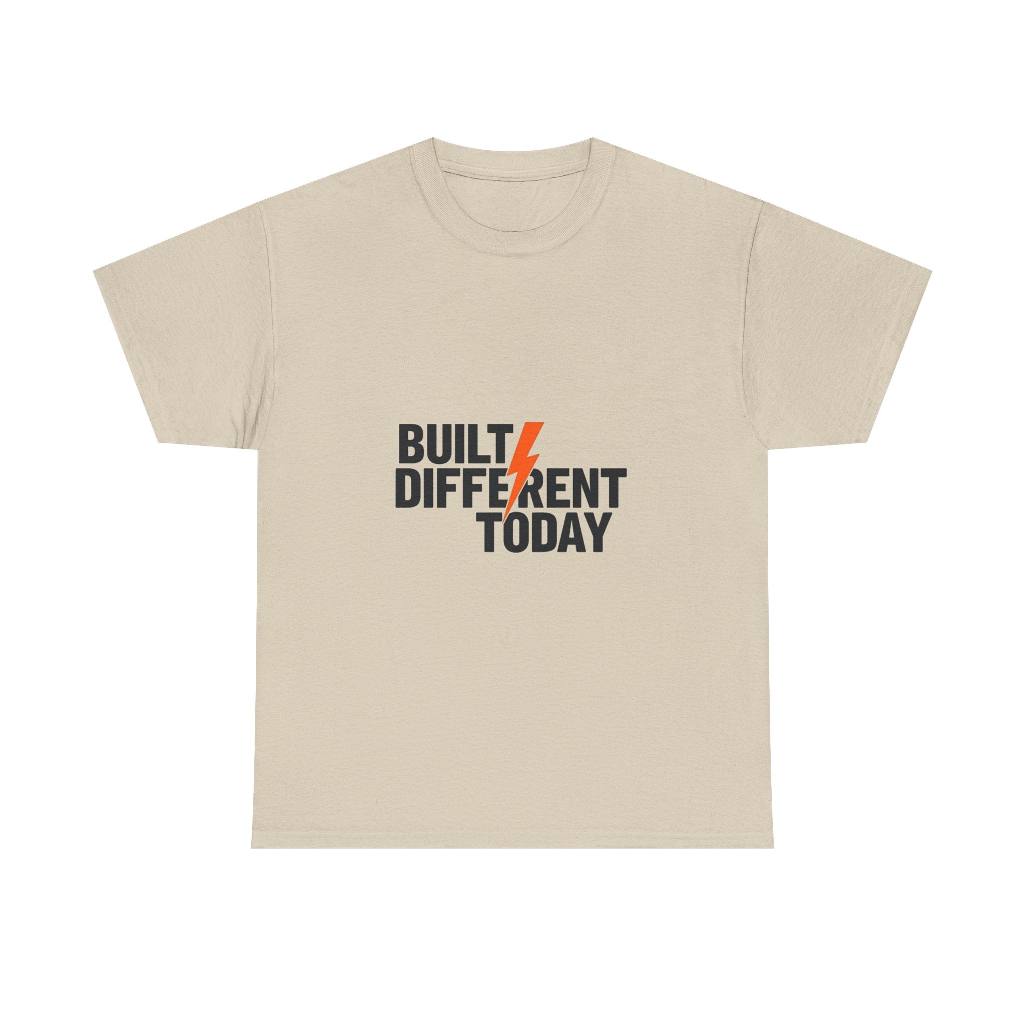 'Built Different Today' Motivational Graphic T‑Shirt with Lightning Bolt