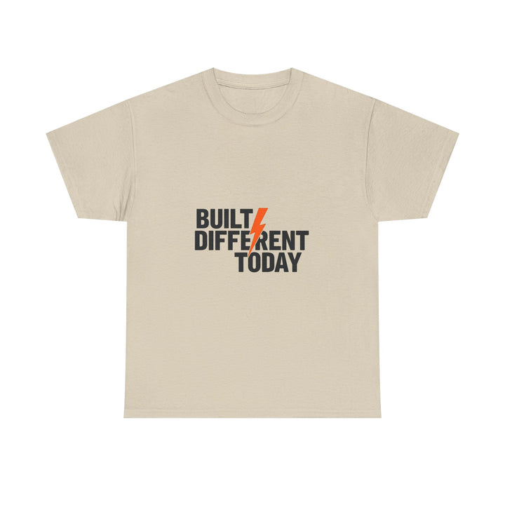 'Built Different Today' Motivational Graphic T‑Shirt with Lightning Bolt