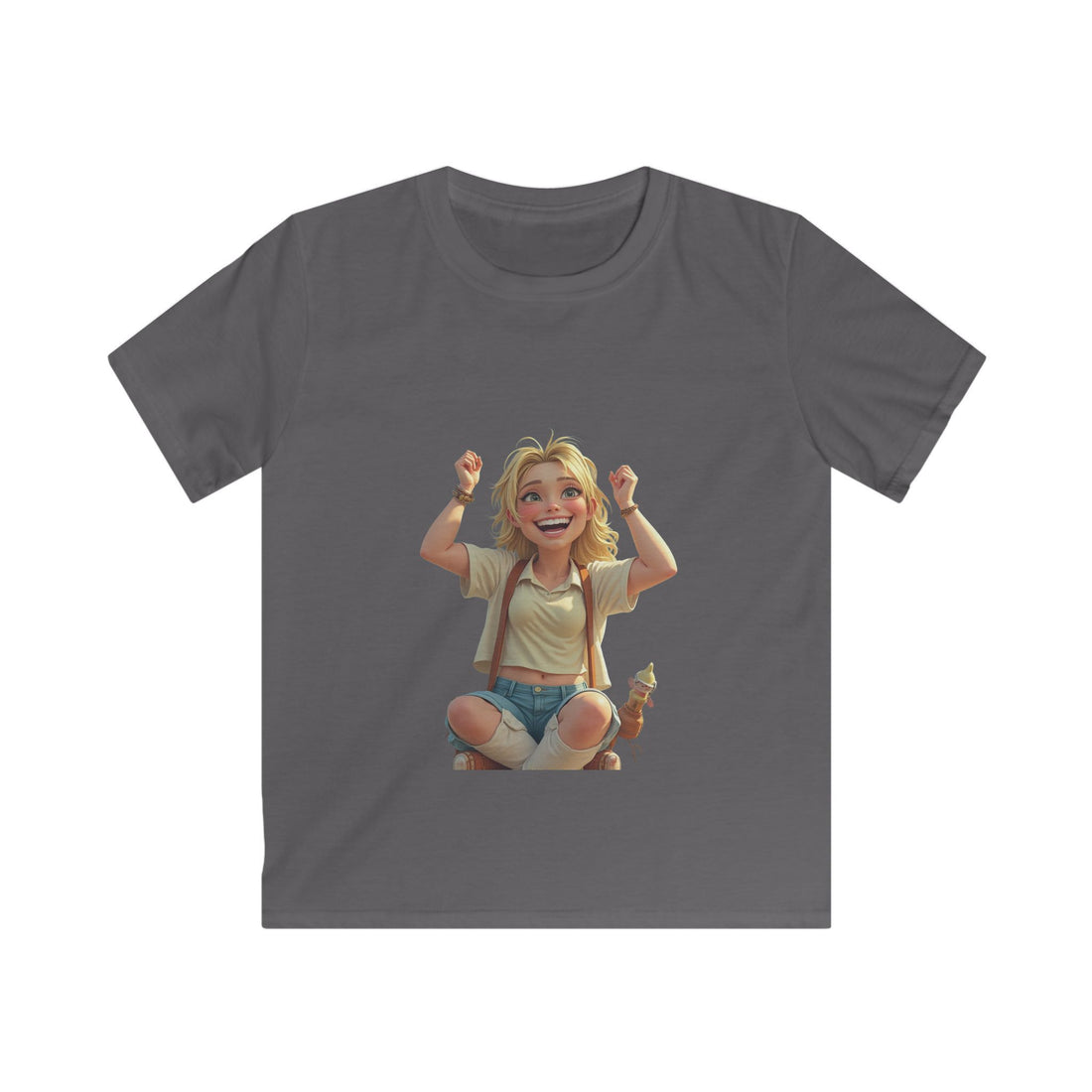 Smiling Girl Crown Illustration Cute Youth T‑Shirt