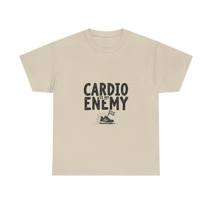 'Cardio Is My Enemy' Funny Fitness T-Shirt for Gym Lovers