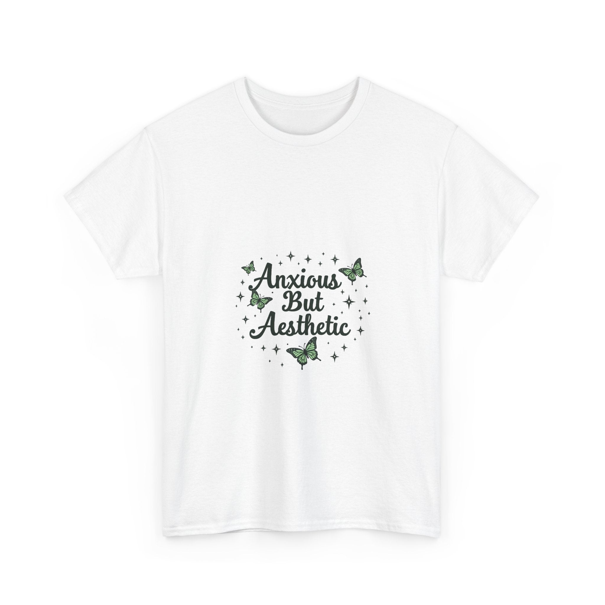 "Anxious But Aesthetic" Green Butterfly Graphic T-Shirt