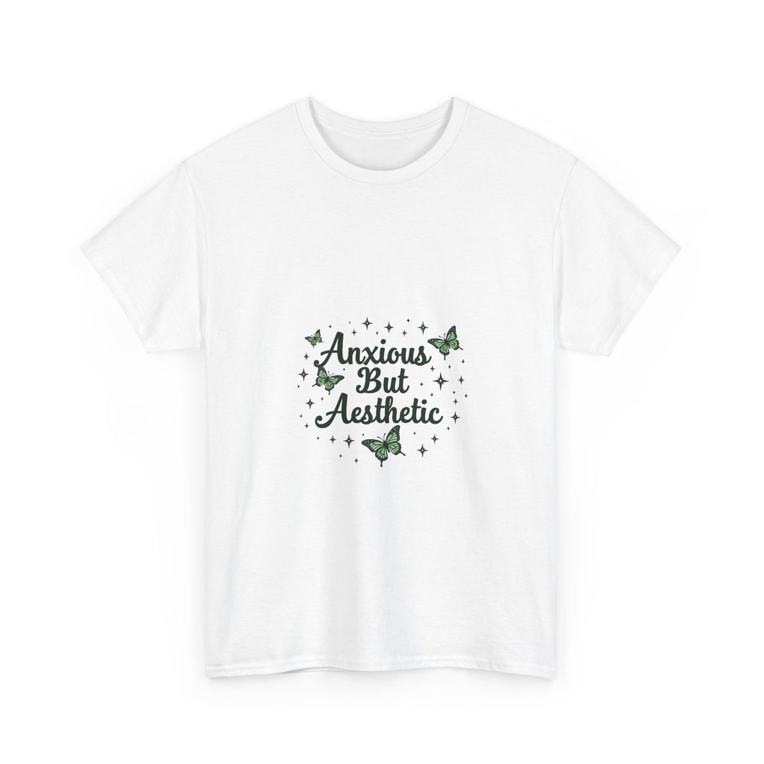 "Anxious But Aesthetic" Green Butterfly Graphic T-Shirt