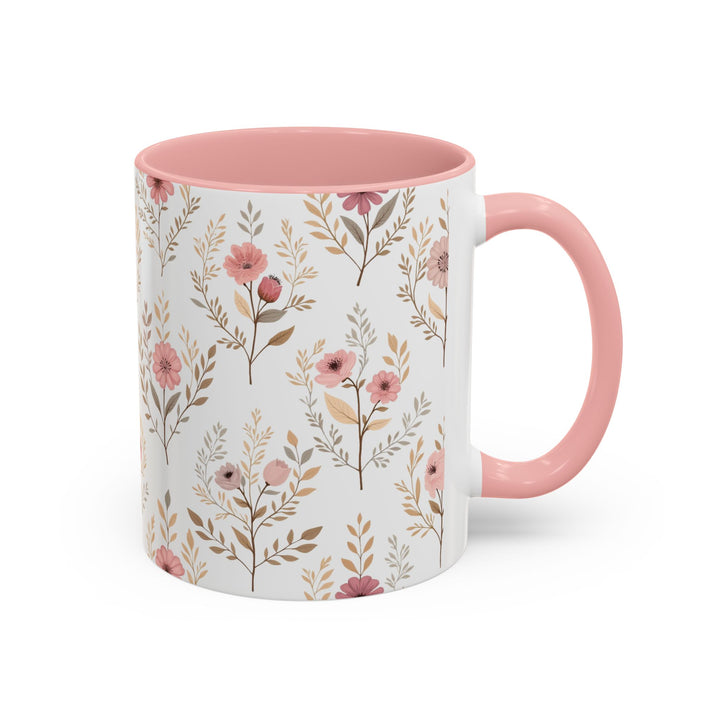 Floral Pink Accent Vintage Watercolor Flowers Coffee Mug (11/15oz)