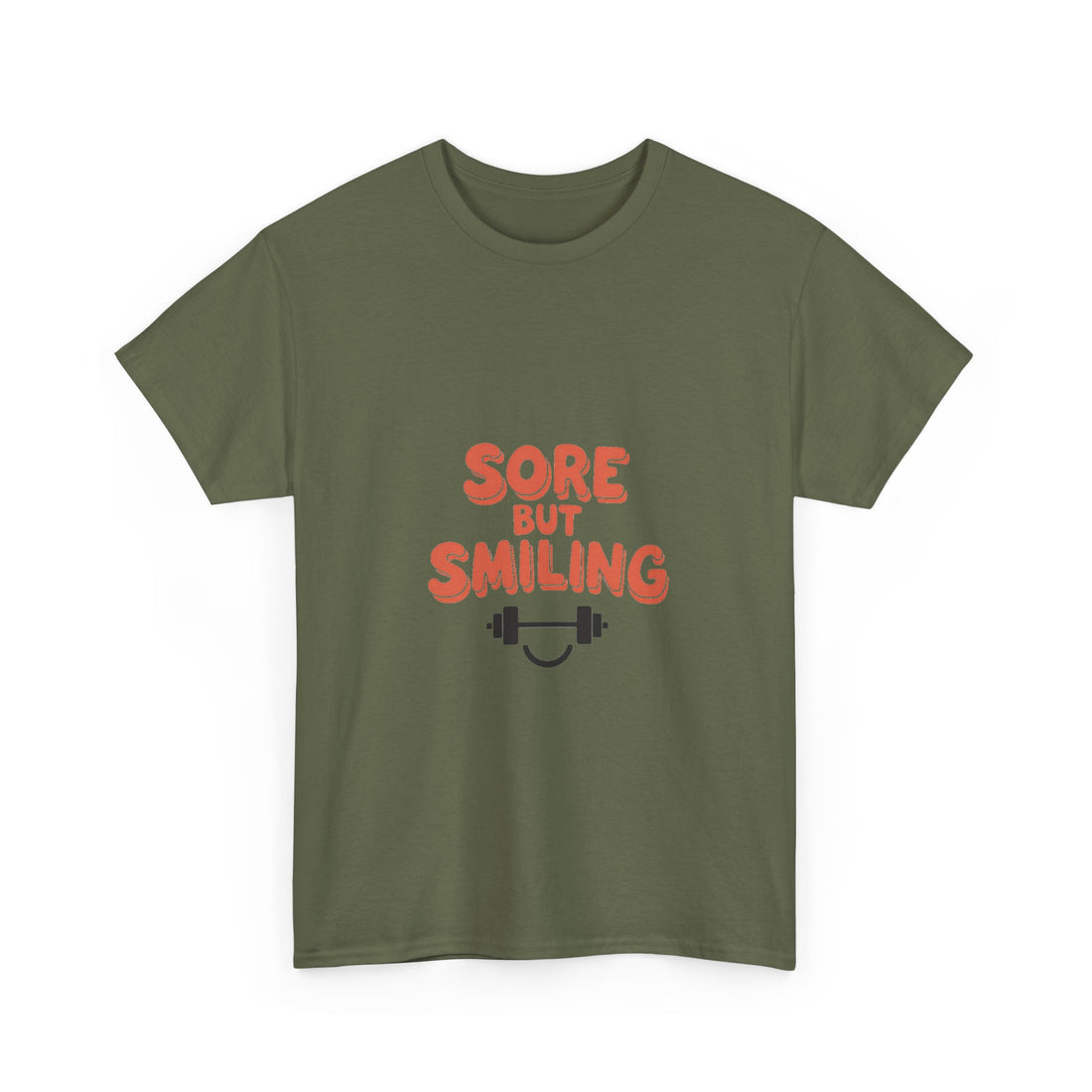 'Sore But Smiling' Workout Fitness Gym T‑Shirt with Barbell Graphic