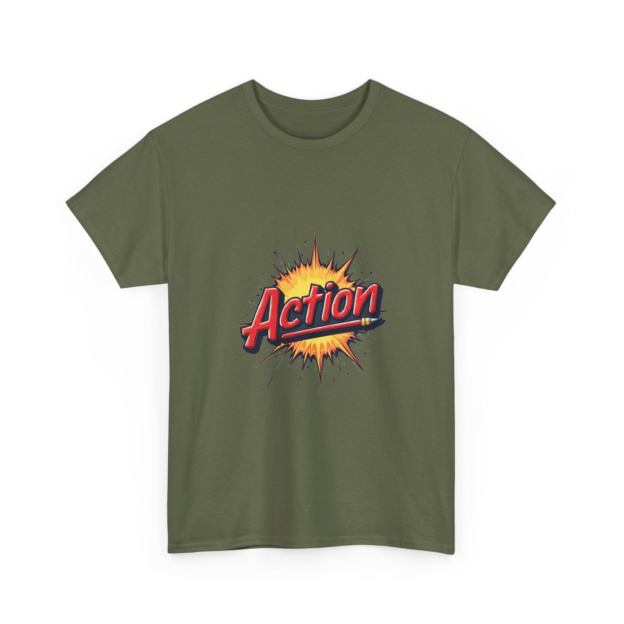 'Action' Graphic Retro Comic Burst T Shirt