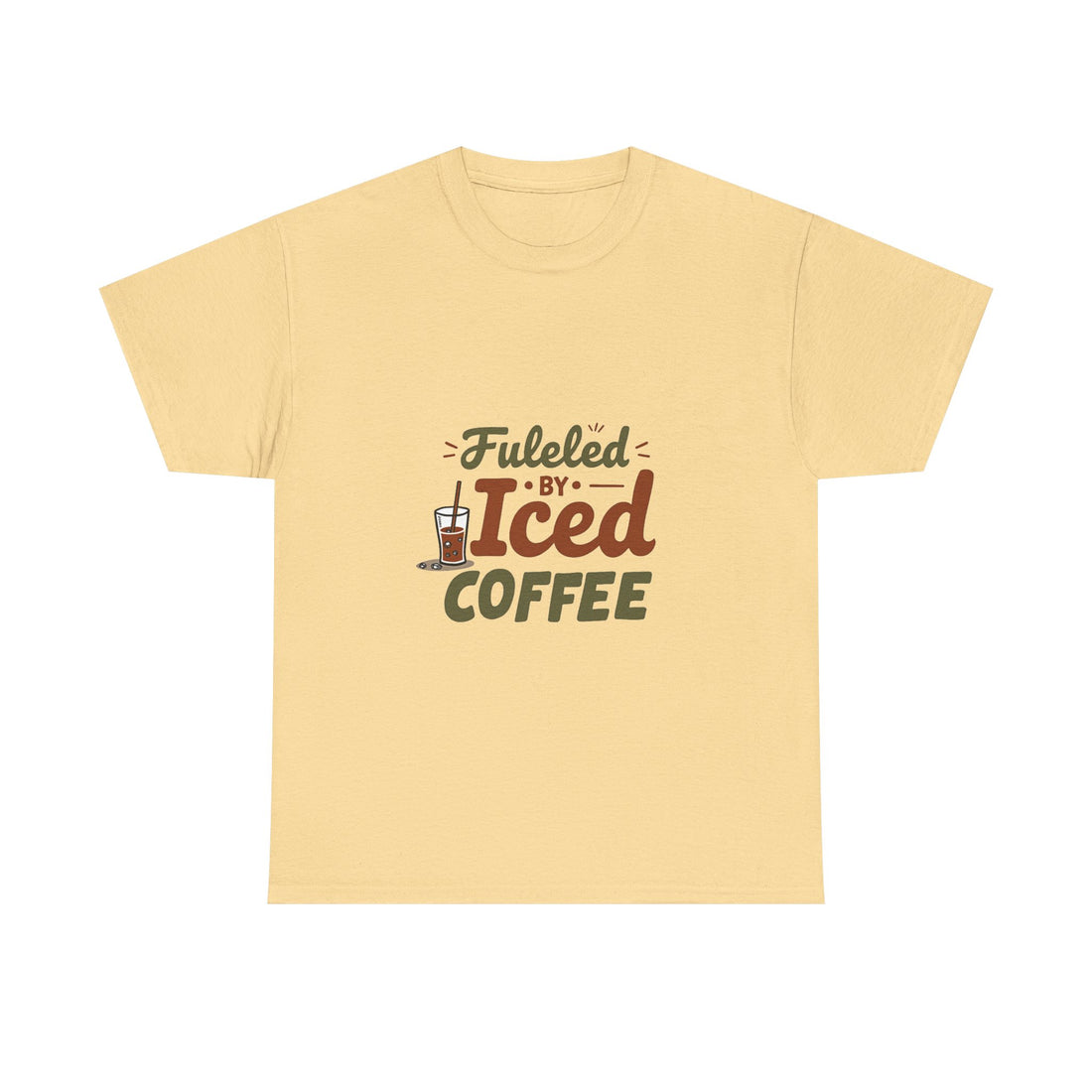 'Fueled by Iced Coffee' Retro Coffee Lover T-Shirt