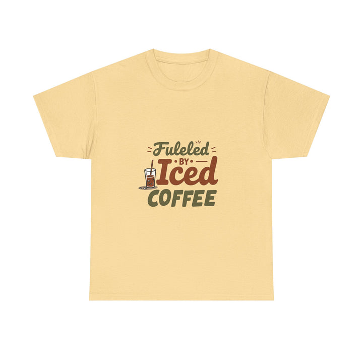 'Fueled by Iced Coffee' Retro Coffee Lover T-Shirt