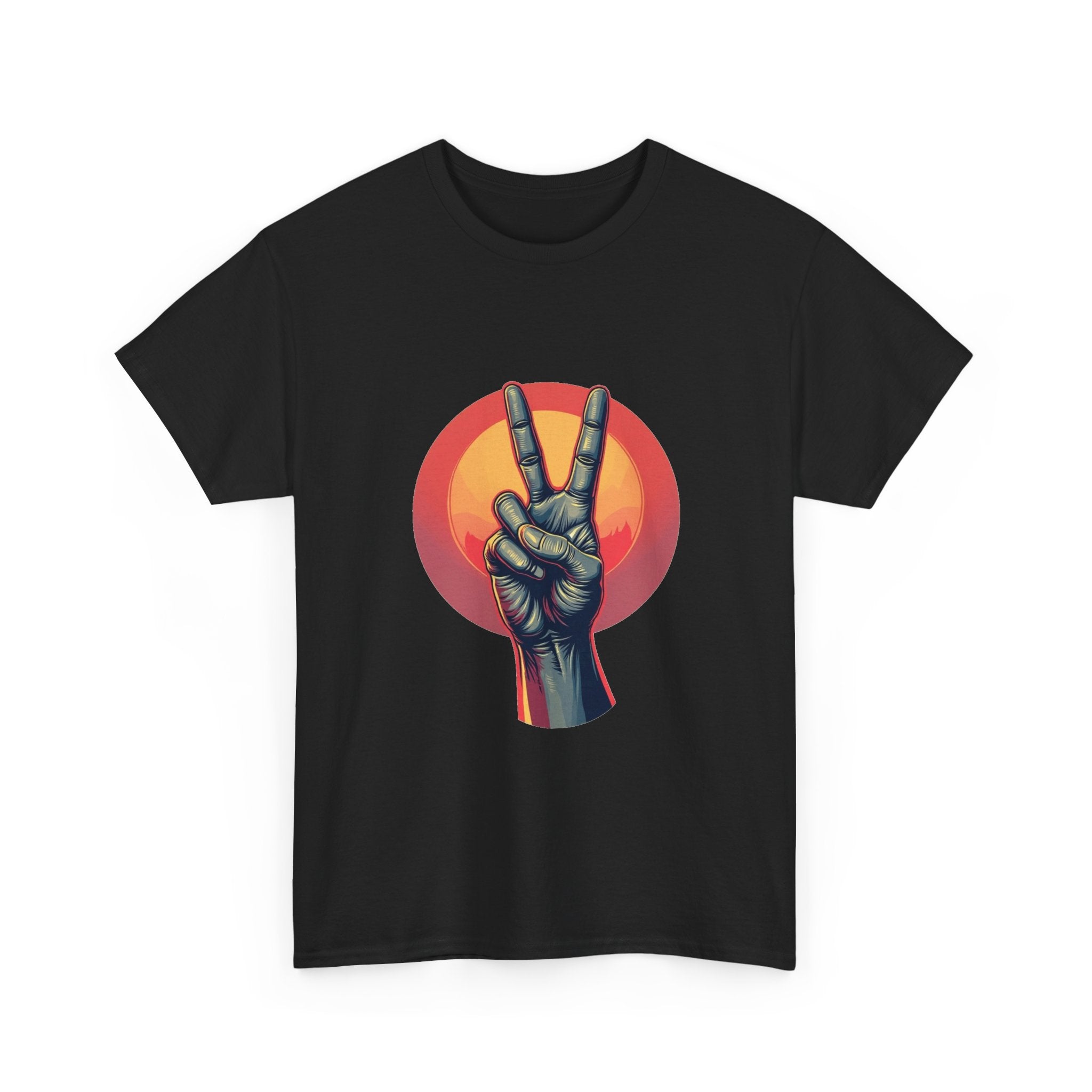 'Peace Sign' Graphic Retro Sunset Victory Hand T-Shirt