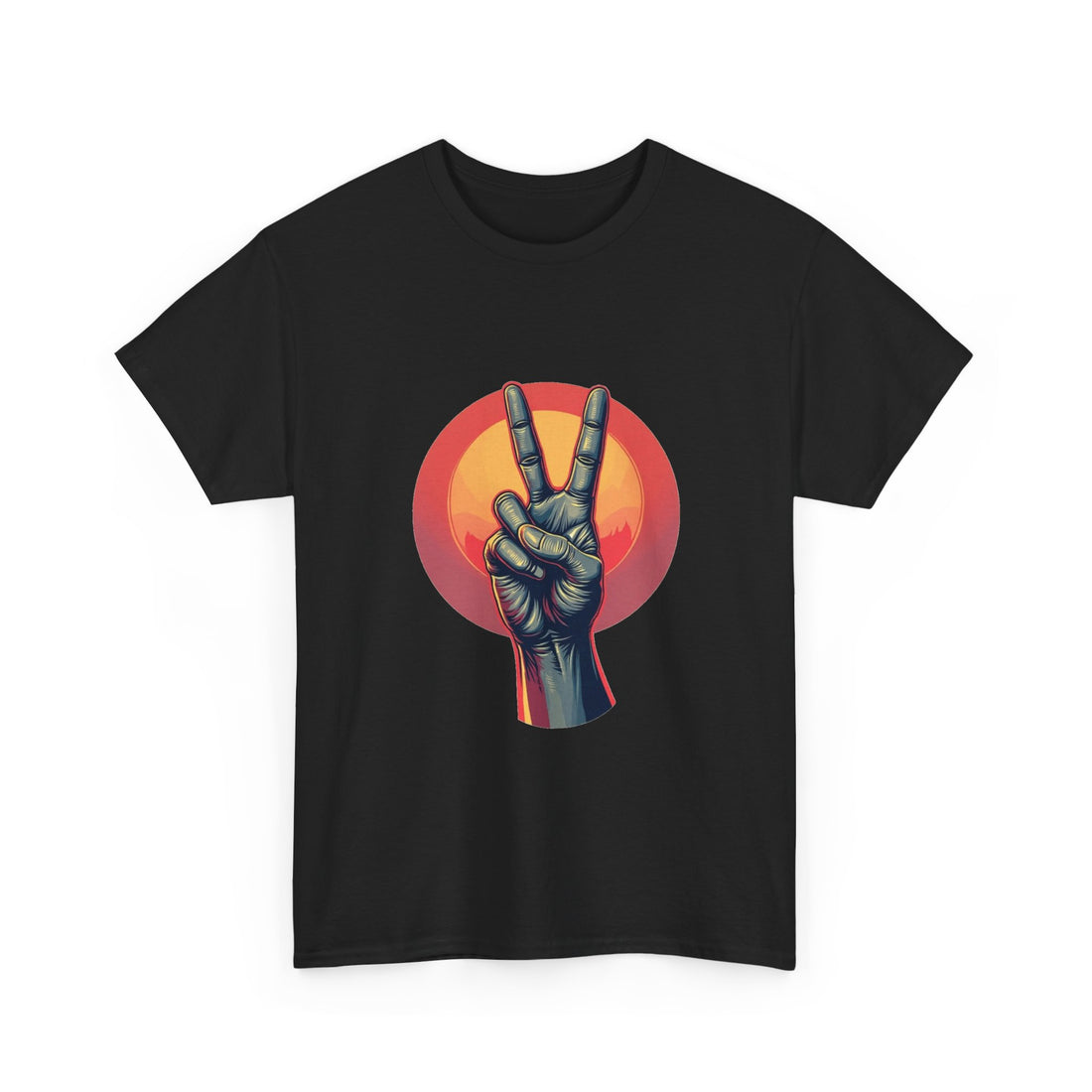 'Peace Sign' Graphic Retro Sunset Victory Hand T-Shirt