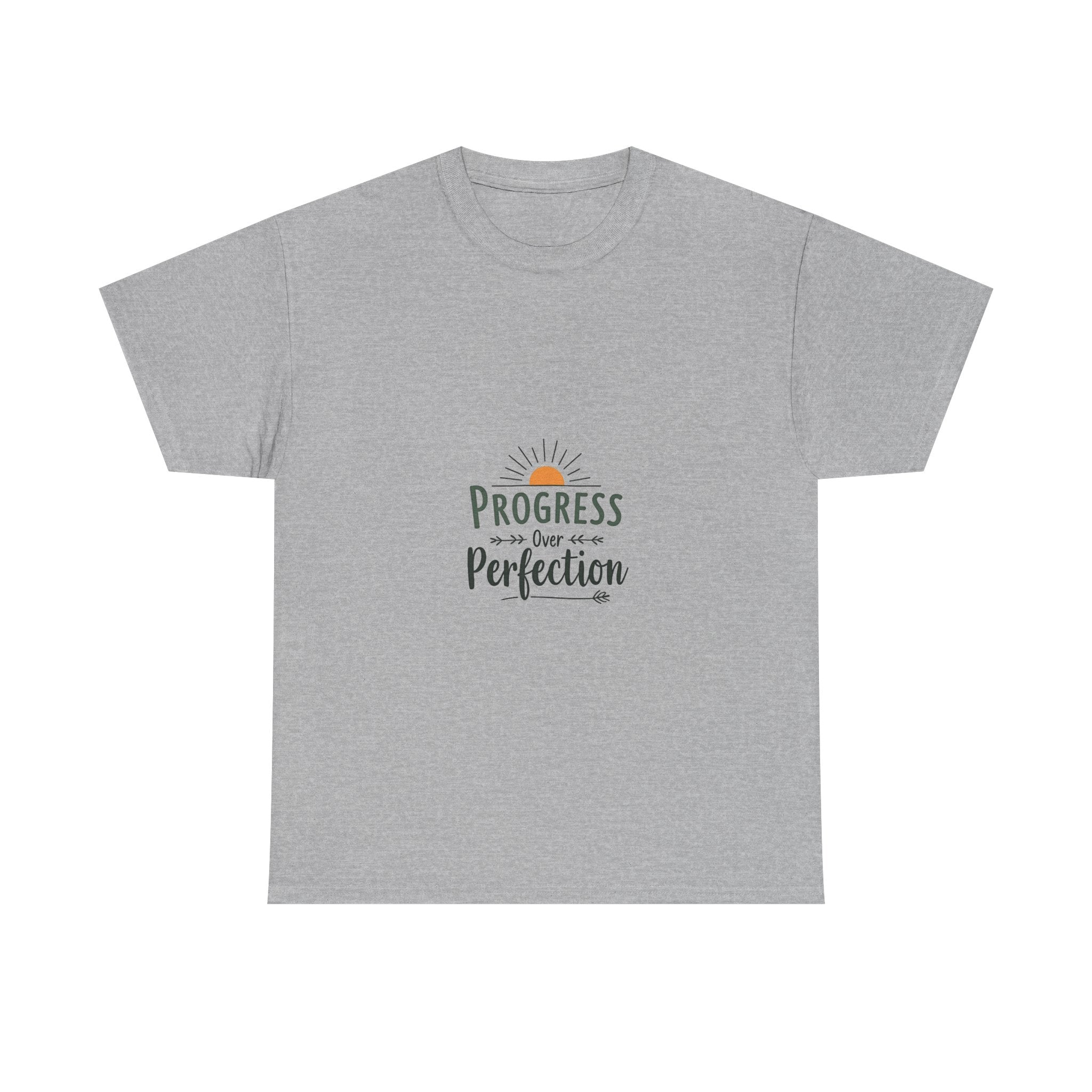 'Progress Over Perfection' Inspirational Sunrise Graphic T-shirt