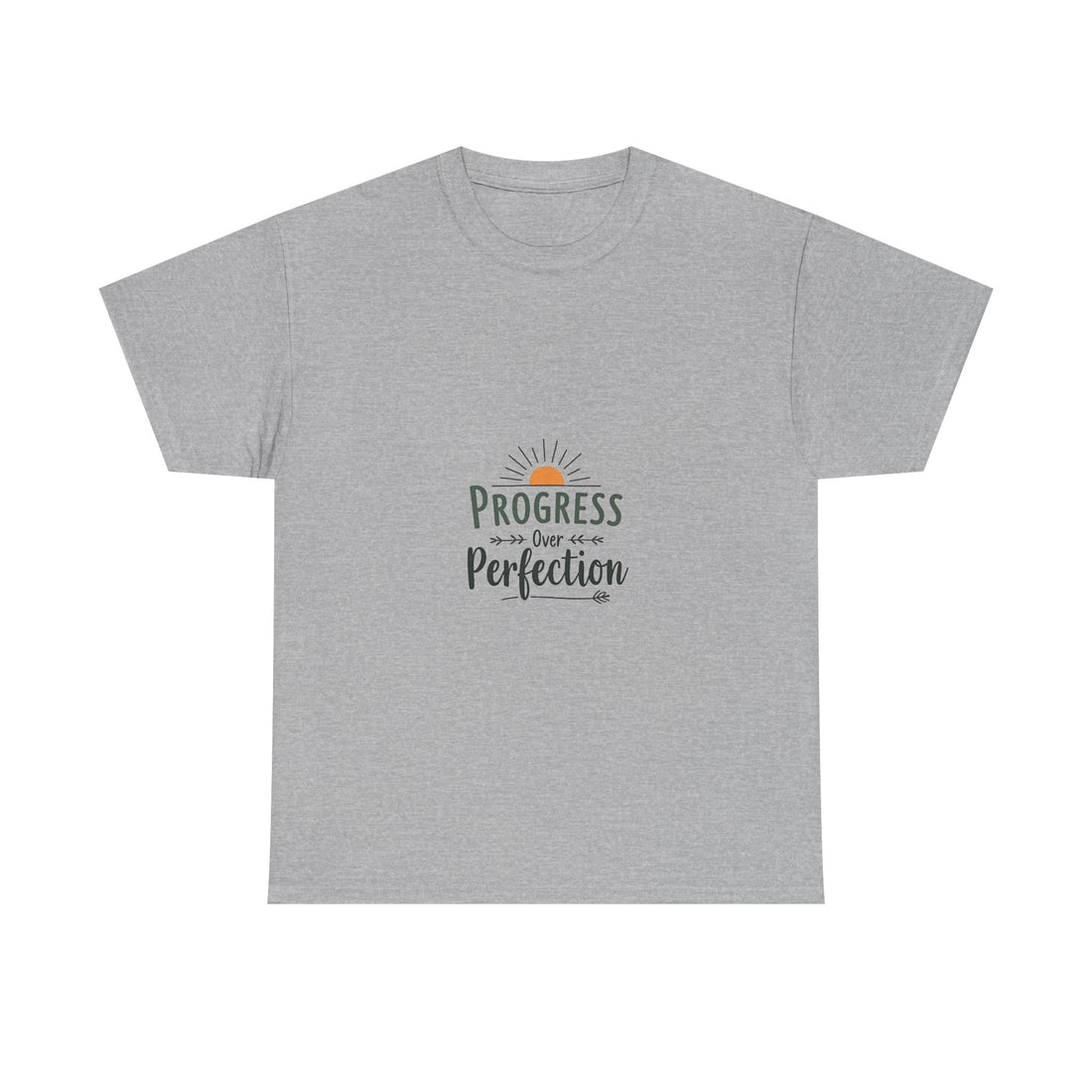 'Progress Over Perfection' Inspirational Sunrise Graphic T-shirt