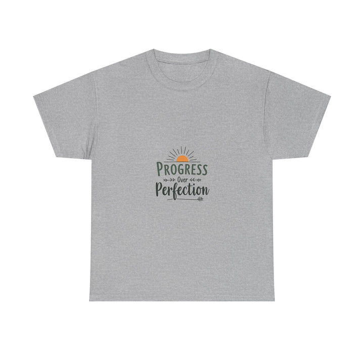 'Progress Over Perfection' Inspirational Sunrise Graphic T-shirt