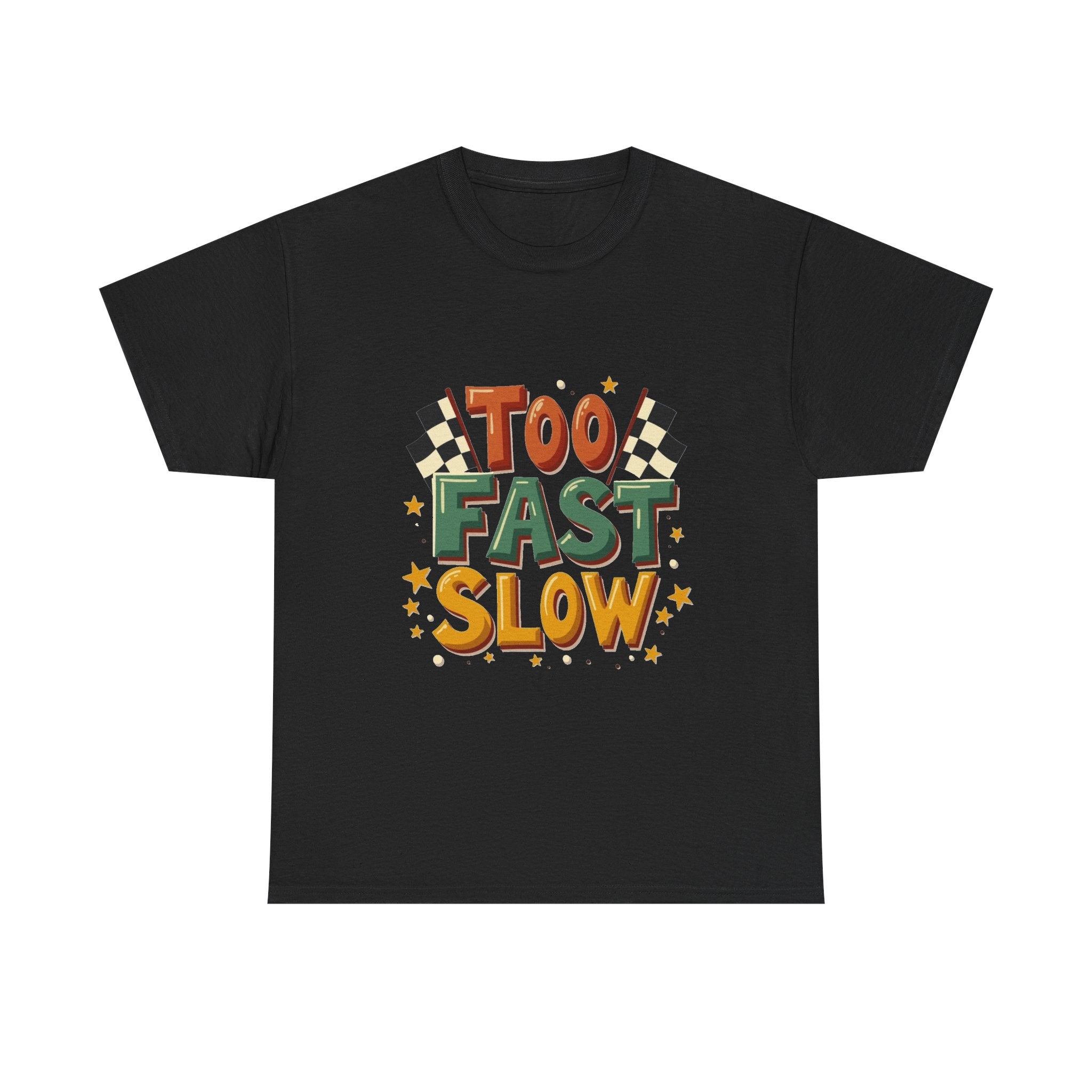 'Too Fast Slow' Retro Checkered Flag Racing Graphic T-Shirt