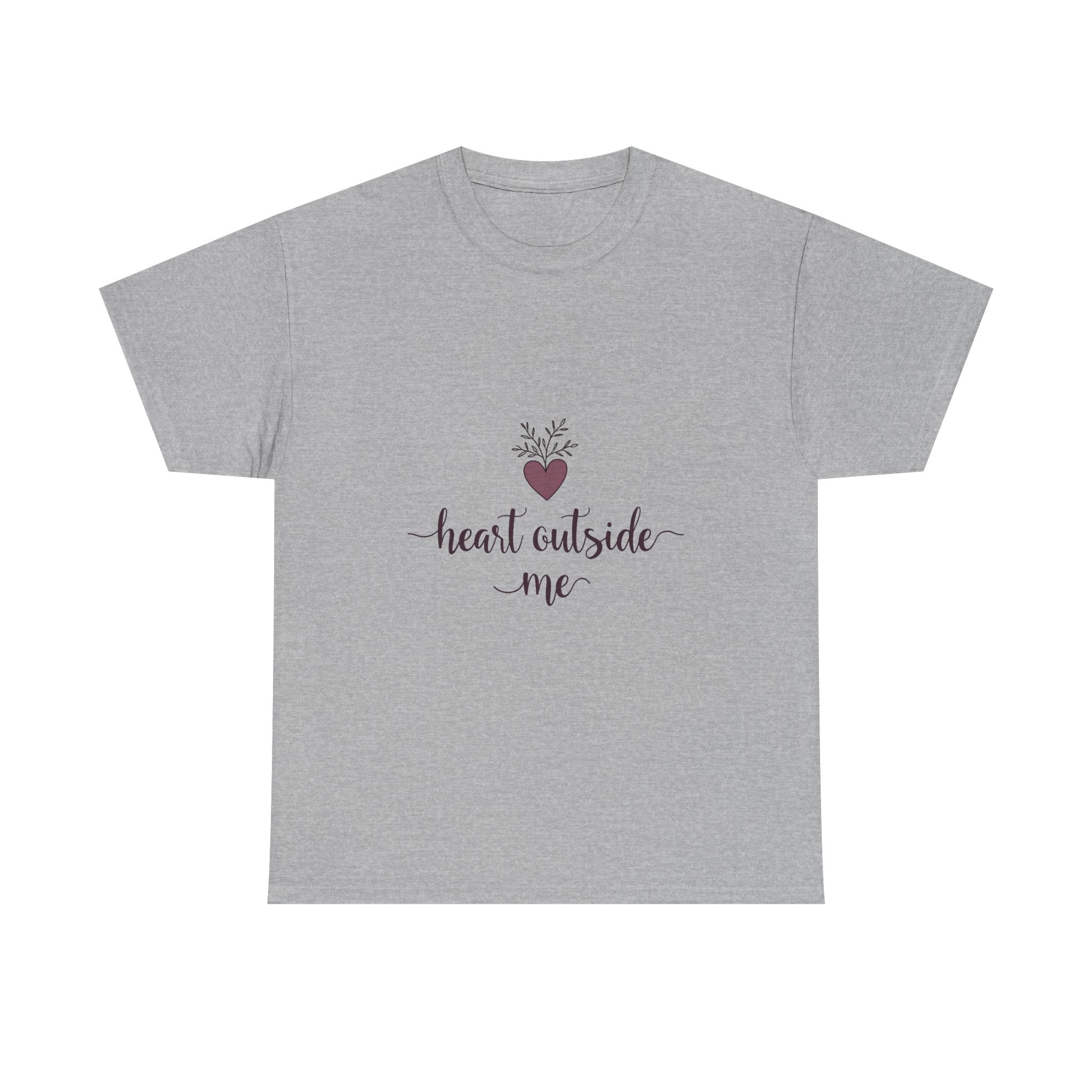 "Heart Outside Me" Floral Heart Script T-Shirt