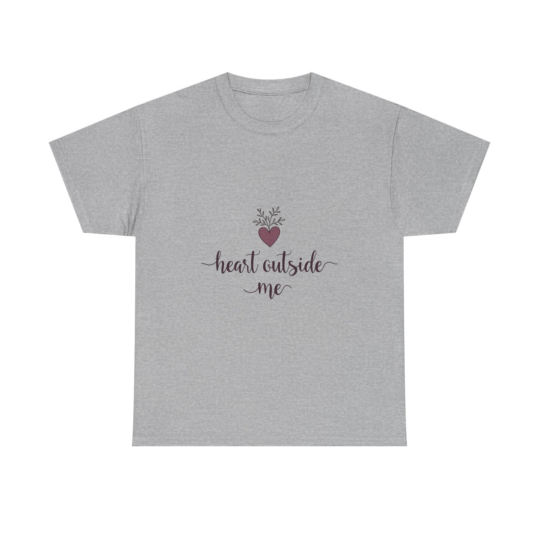 "Heart Outside Me" Floral Heart Script T-Shirt