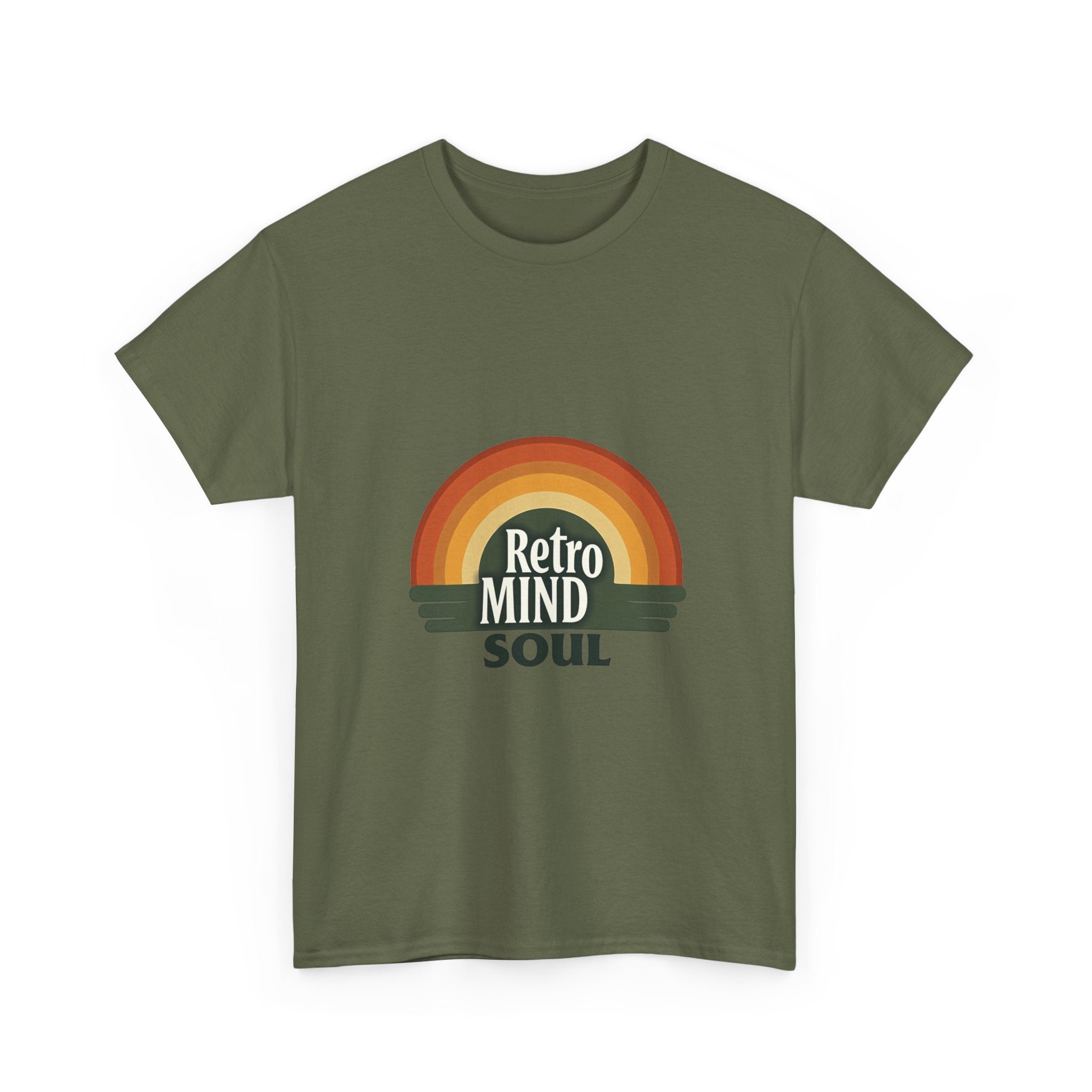 'Retro Mind Soul'  - Vintage Rainbow Graphic T-Shirt