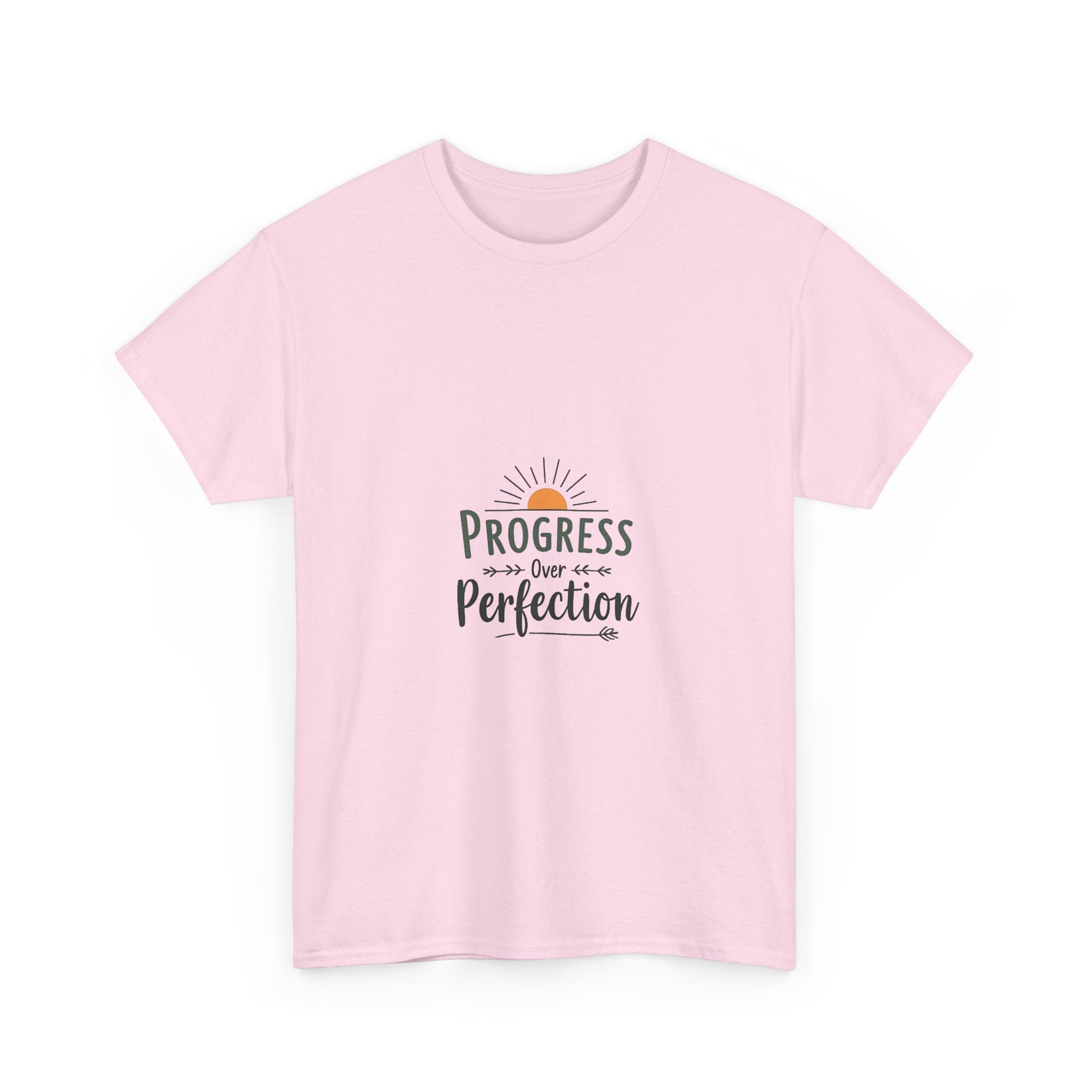 'Progress Over Perfection' Inspirational Sunrise Graphic T-shirt