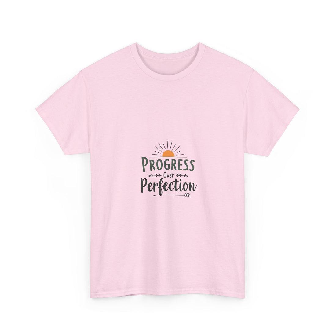 'Progress Over Perfection' Inspirational Sunrise Graphic T-shirt