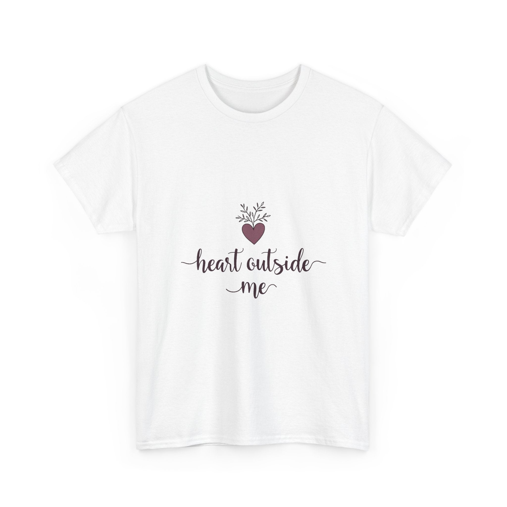 "Heart Outside Me" Floral Heart Script T-Shirt