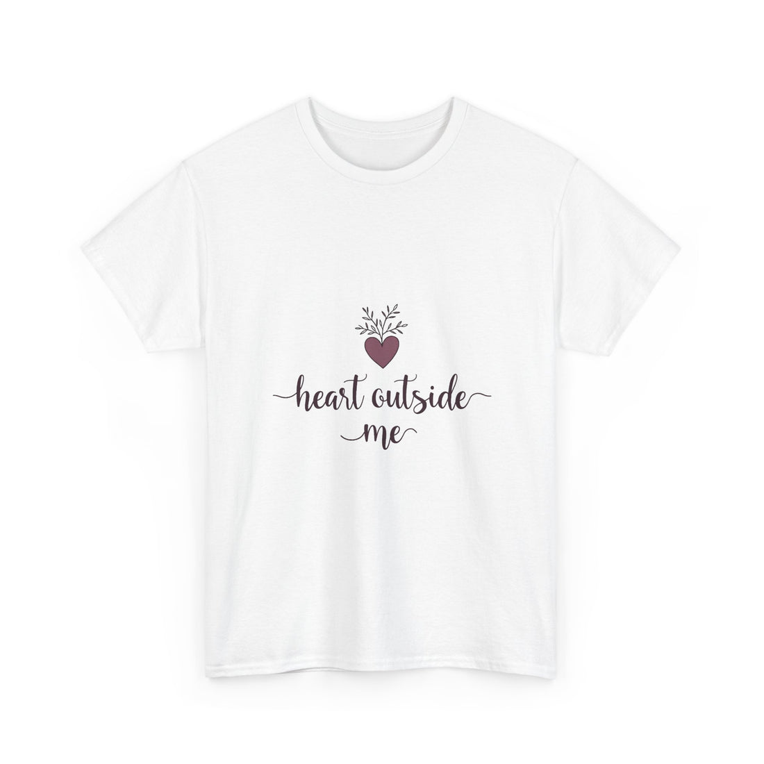 "Heart Outside Me" Floral Heart Script T-Shirt