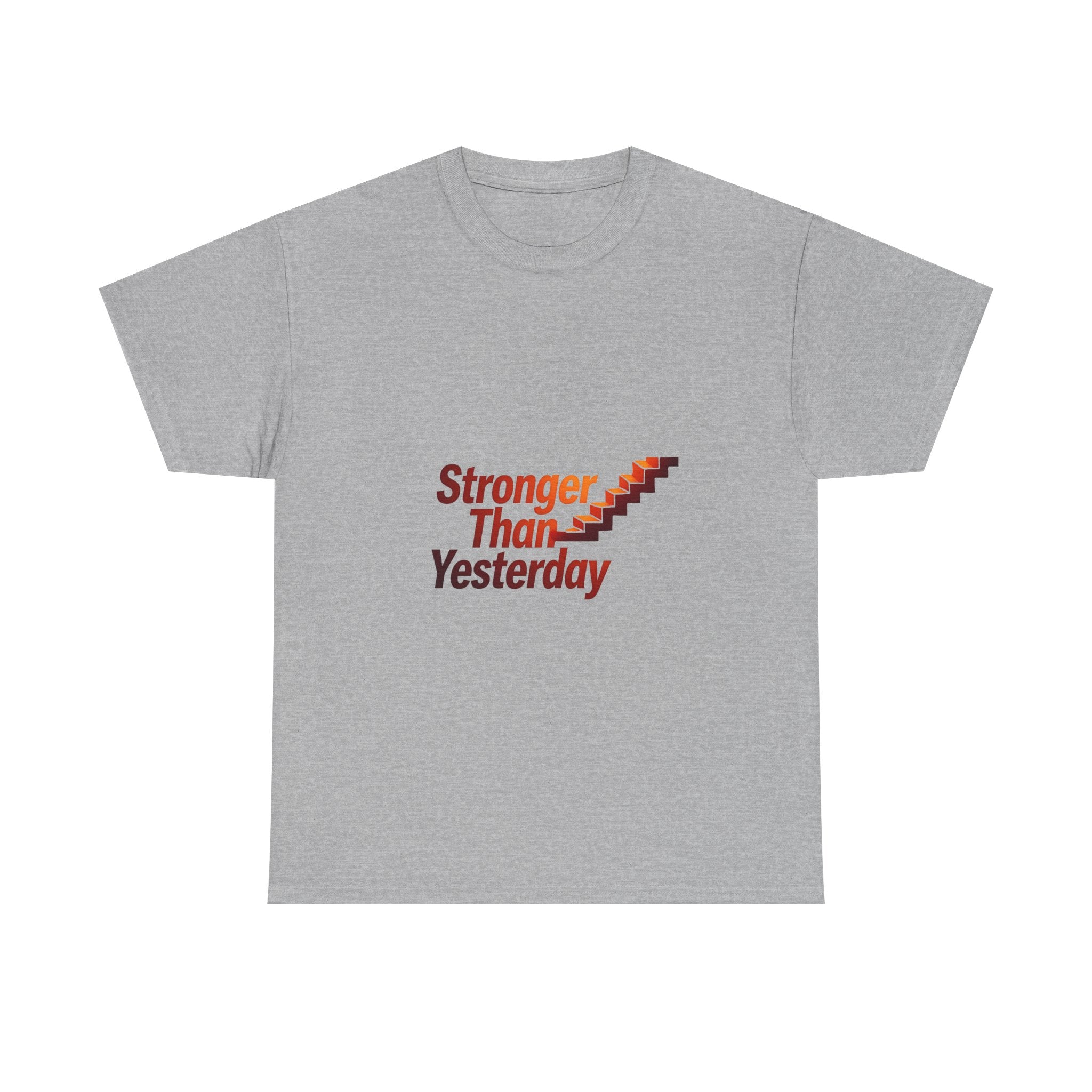 'Stronger Than Yesterday' Motivational Retro Staircase Fitness T‑Shirt