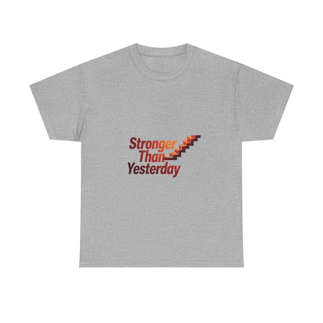 'Stronger Than Yesterday' Motivational Retro Staircase Fitness T‑Shirt