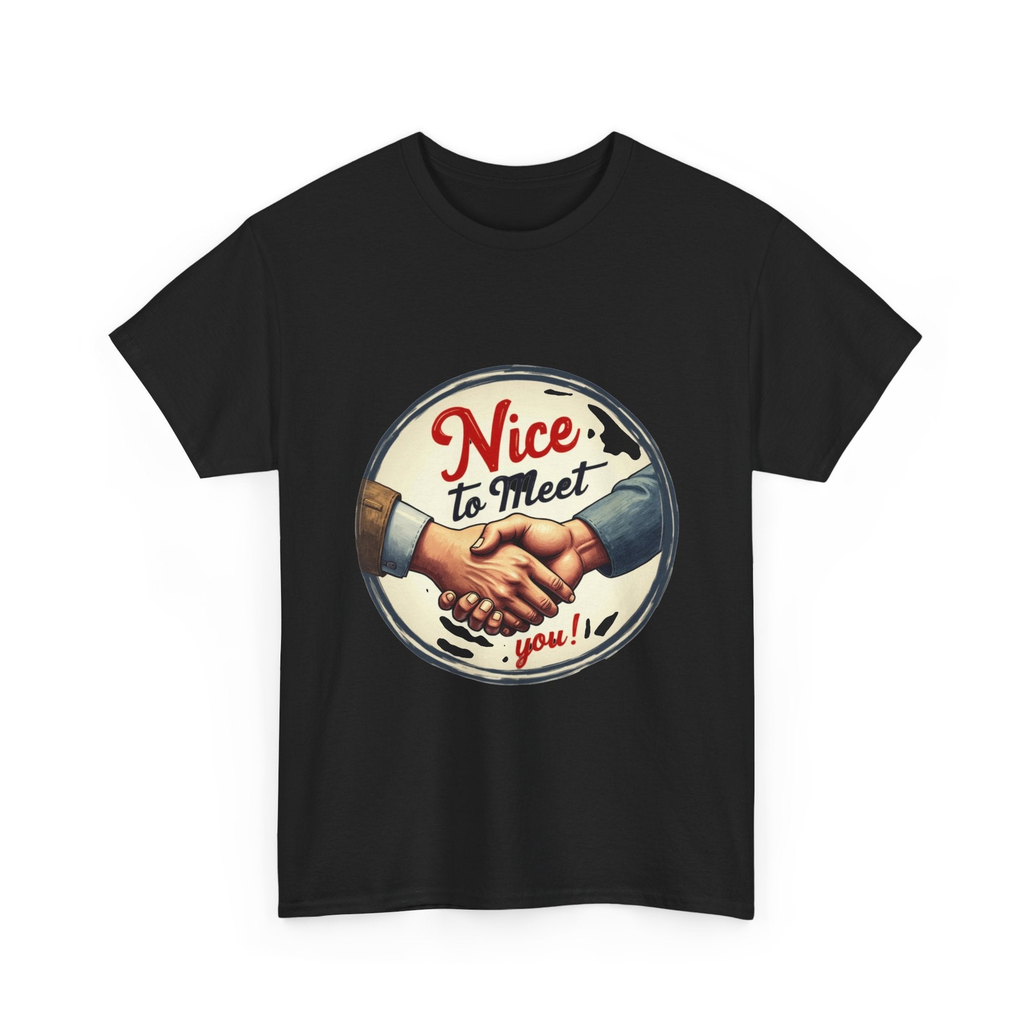 'Nice to Meet You' Retro Handshake Graphic T-Shirt