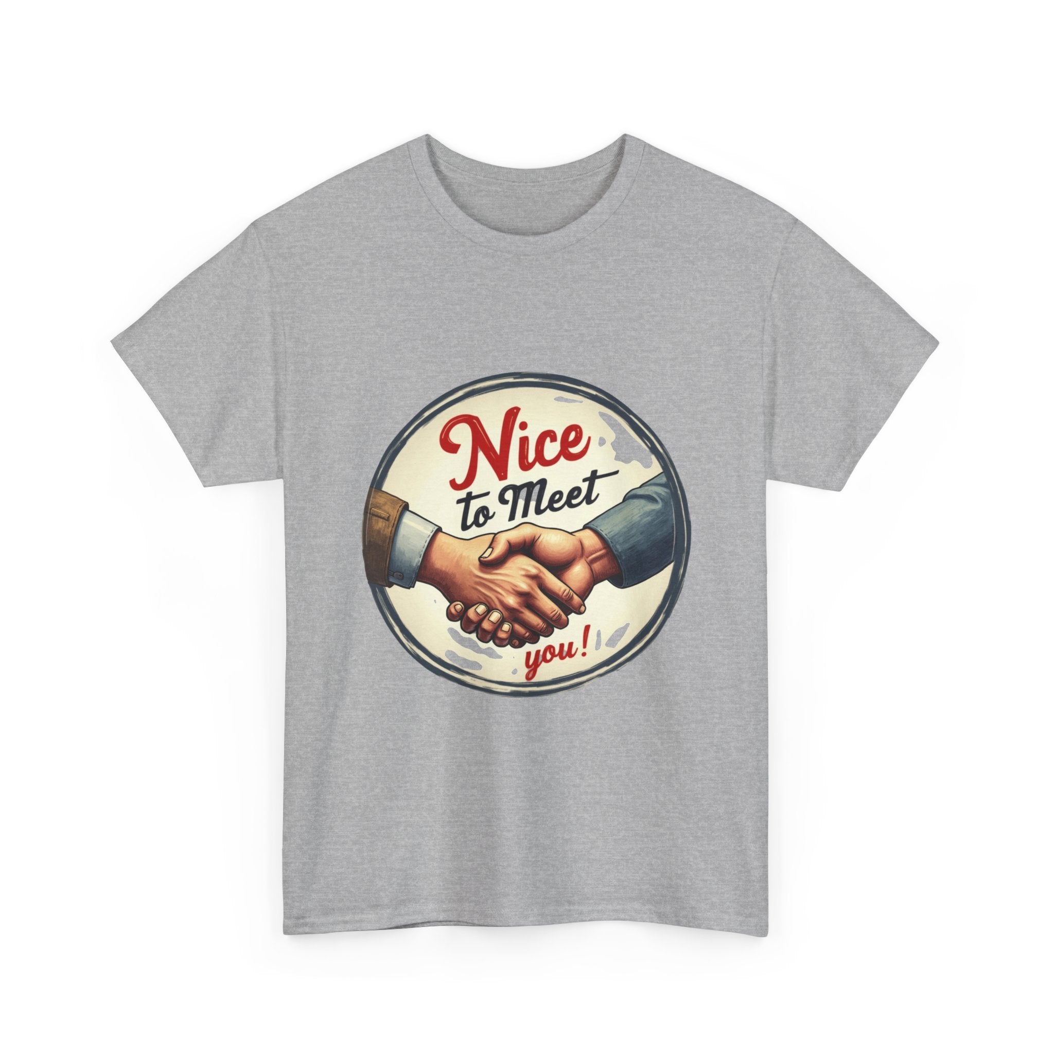 'Nice to Meet You' Retro Handshake Graphic T-Shirt