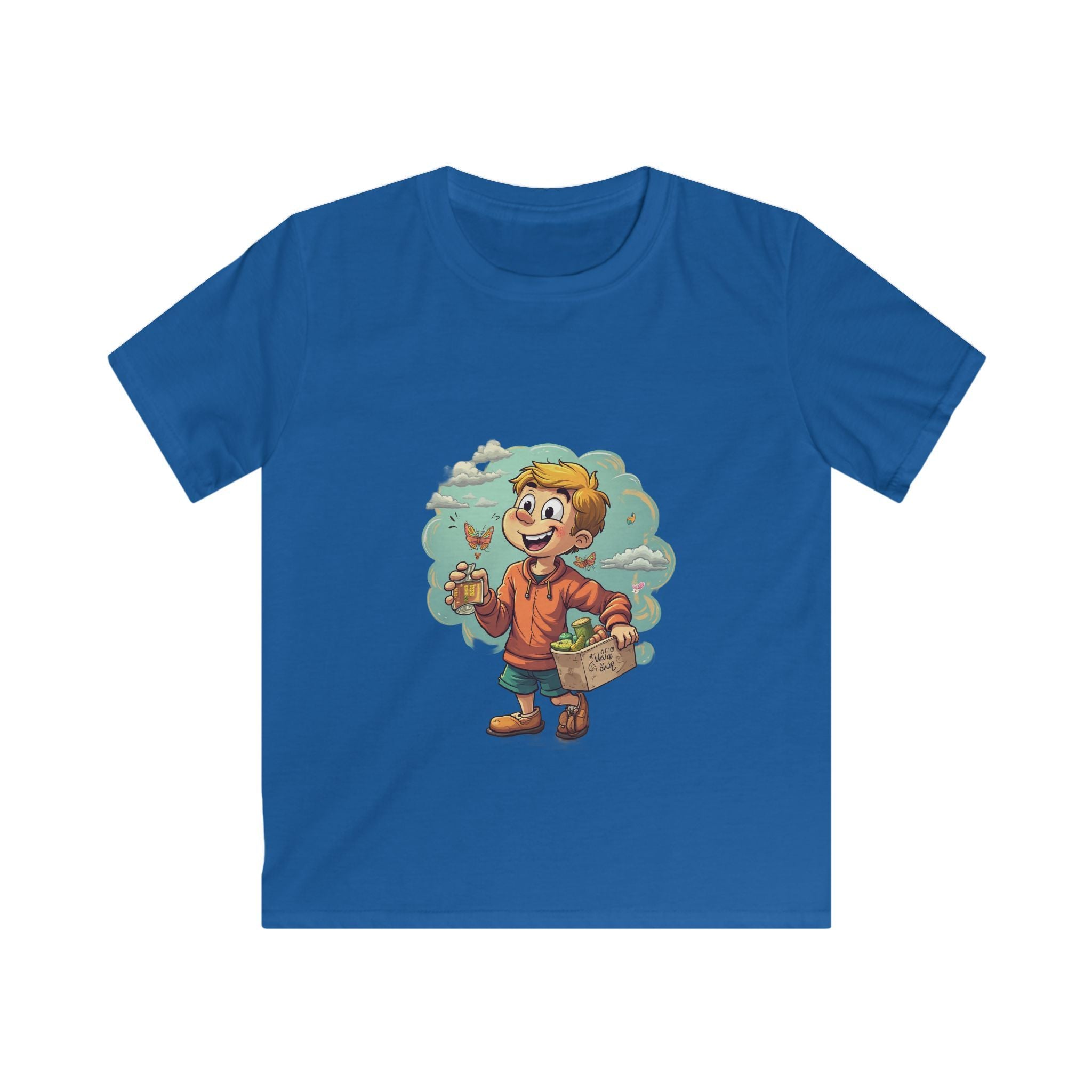 Happy Kid with Snacks Cartoon Graphic Shirt