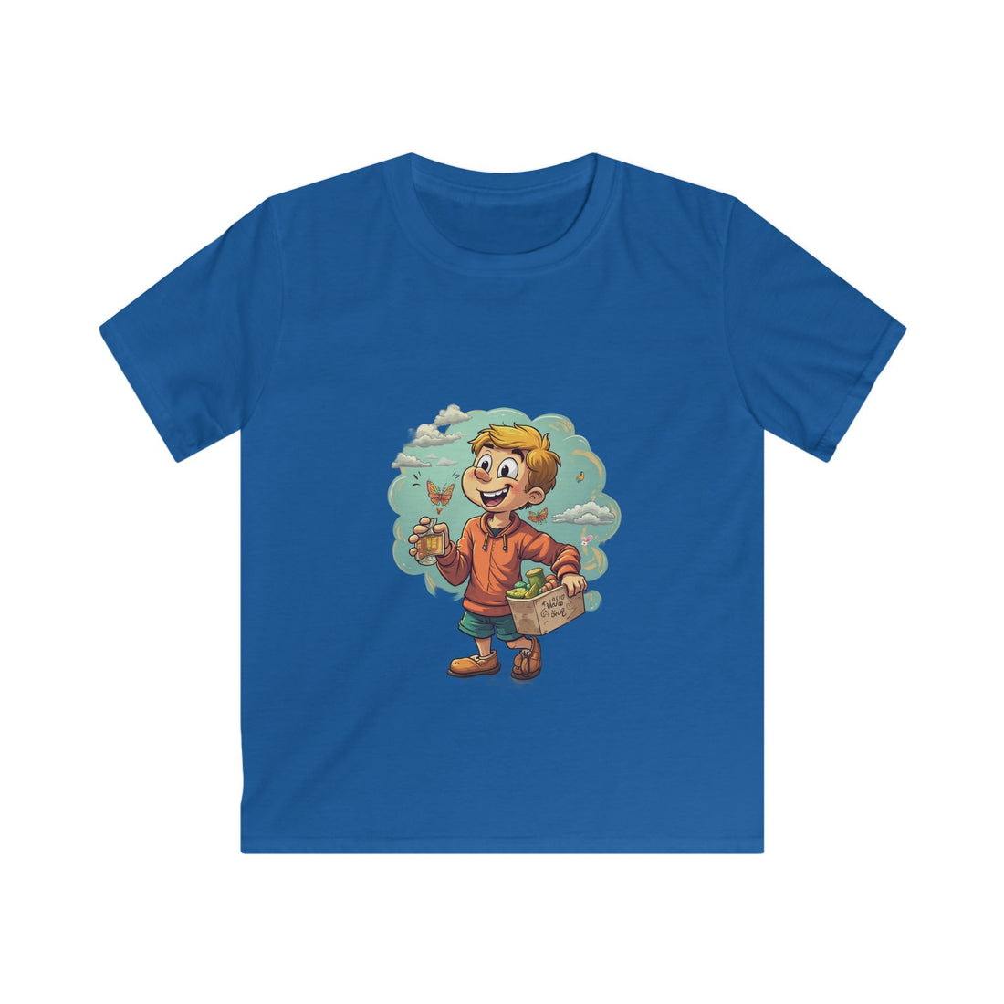 Happy Kid with Snacks Cartoon Graphic Shirt