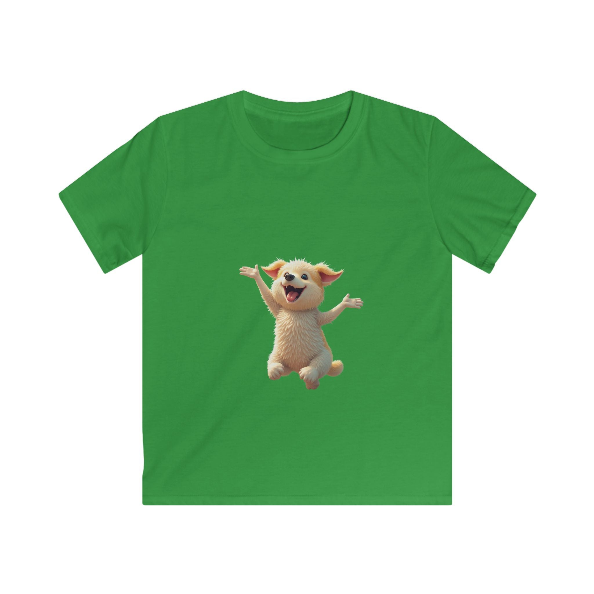 Happy Jumping Fluffy Creature Cute Cartoon T‑Shirt