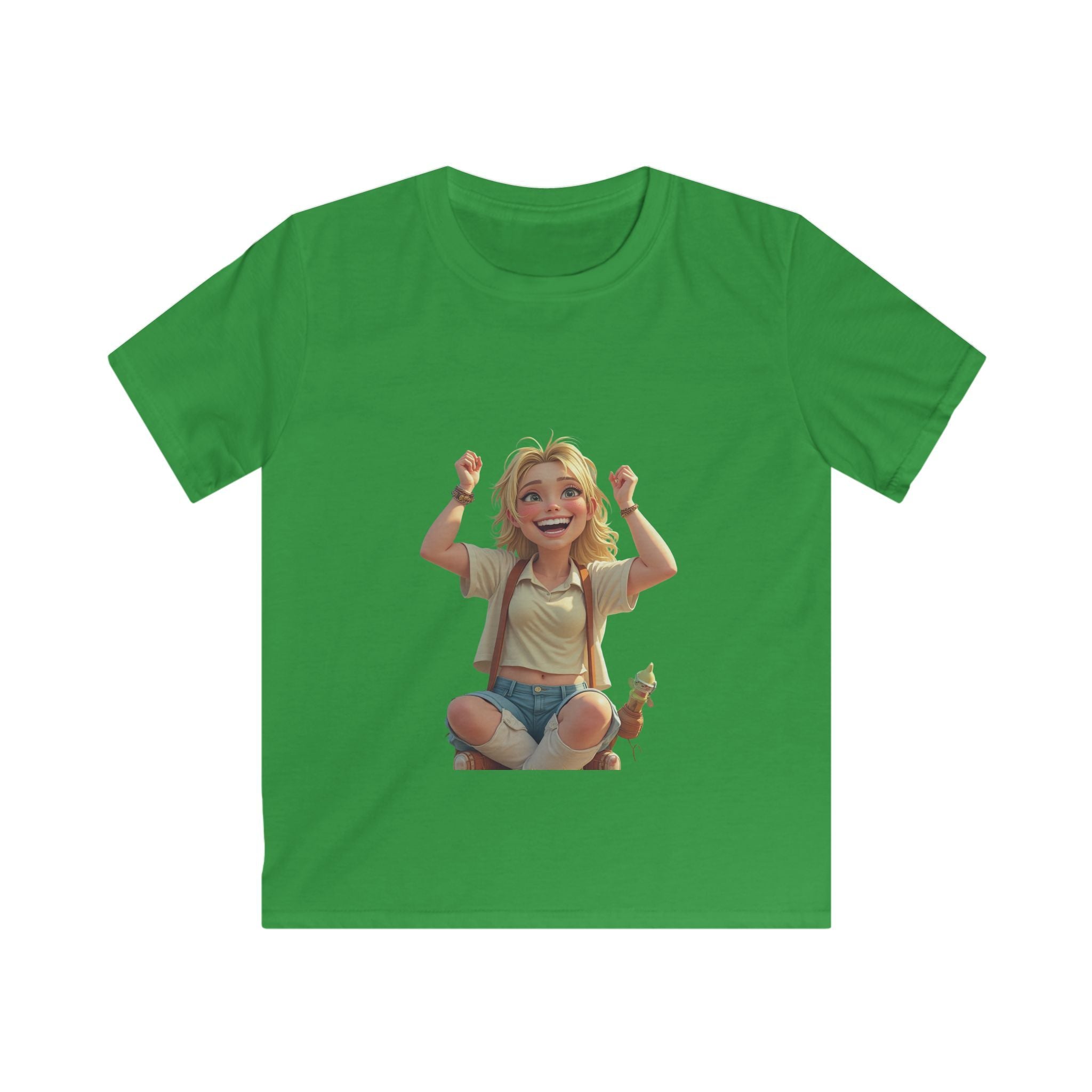 Smiling Girl Crown Illustration Cute Youth T‑Shirt