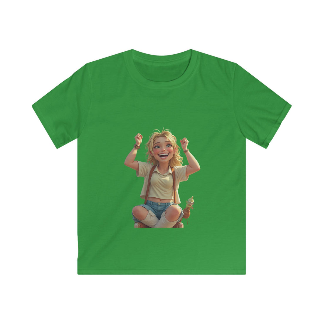 Smiling Girl Crown Illustration Cute Youth T‑Shirt