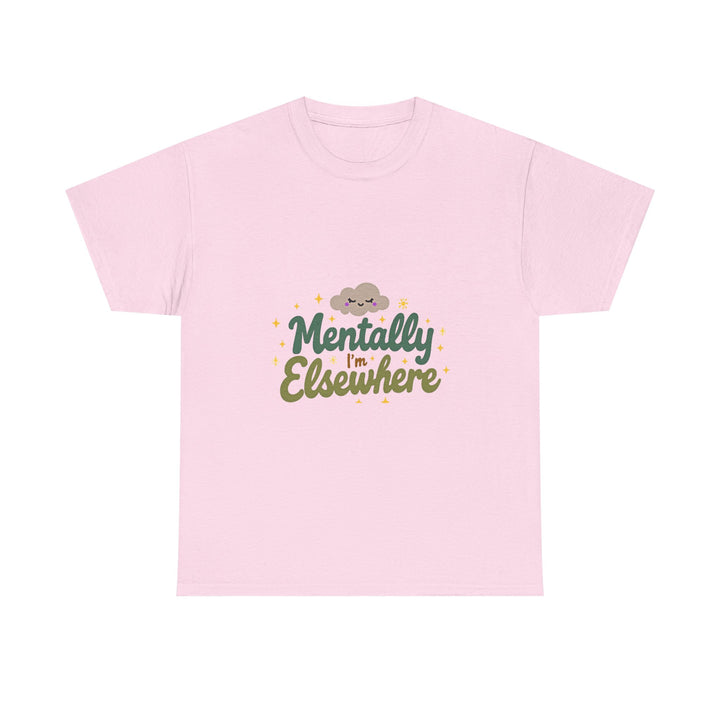 'Mentally Elsewhere' Cute Retro Script Graphic T-Shirt