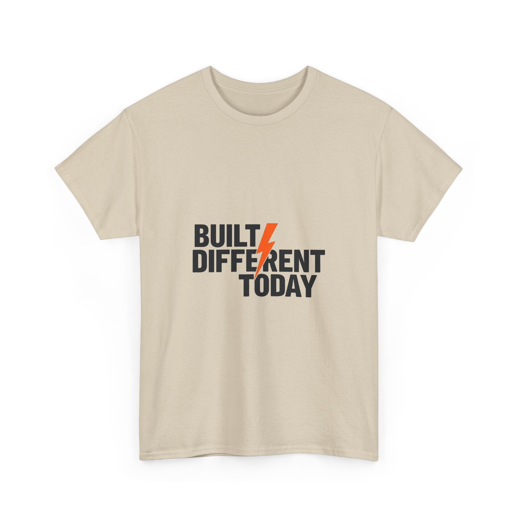 'Built Different Today' Motivational Graphic T‑Shirt with Lightning Bolt