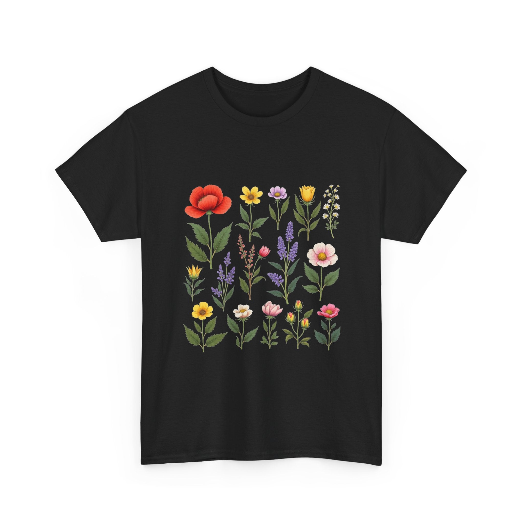 Floral Garden Watercolor Wildflower Print T-Shirt