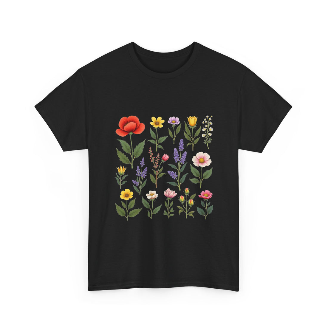 Floral Garden Watercolor Wildflower Print T-Shirt