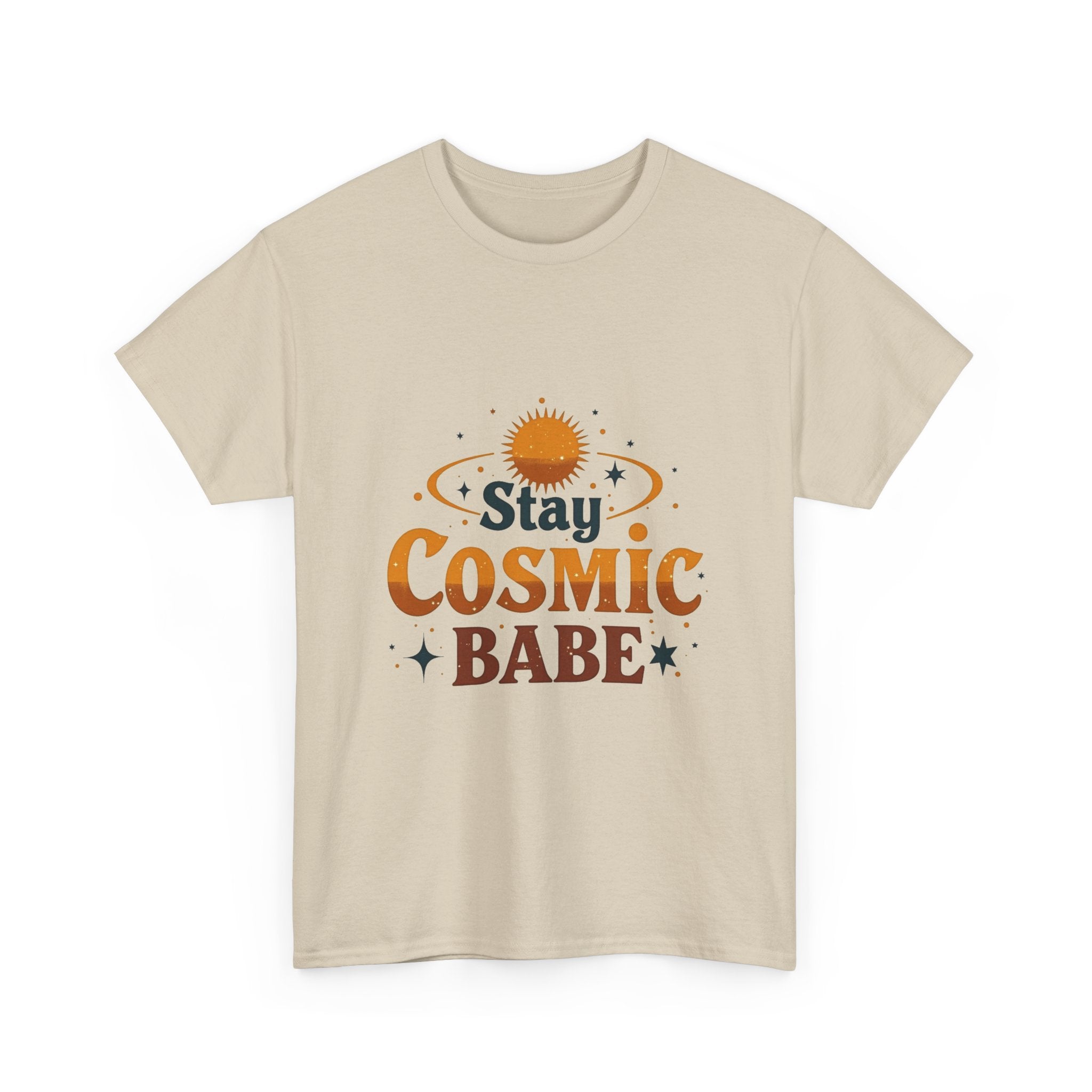'Stay Cosmic Babe' Retro Sun & Stars Graphic T-Shirt