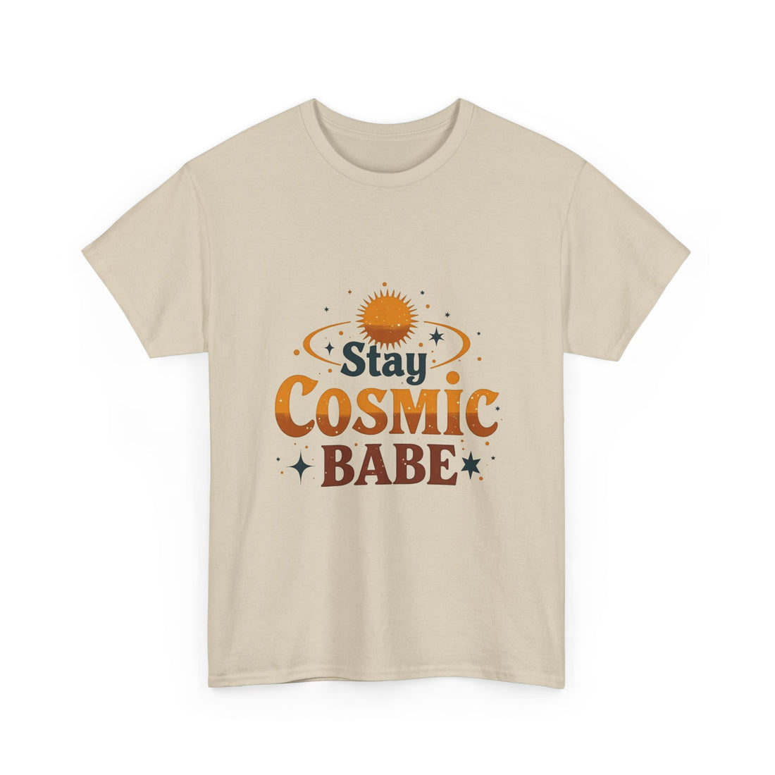 'Stay Cosmic Babe' Retro Sun & Stars Graphic T-Shirt