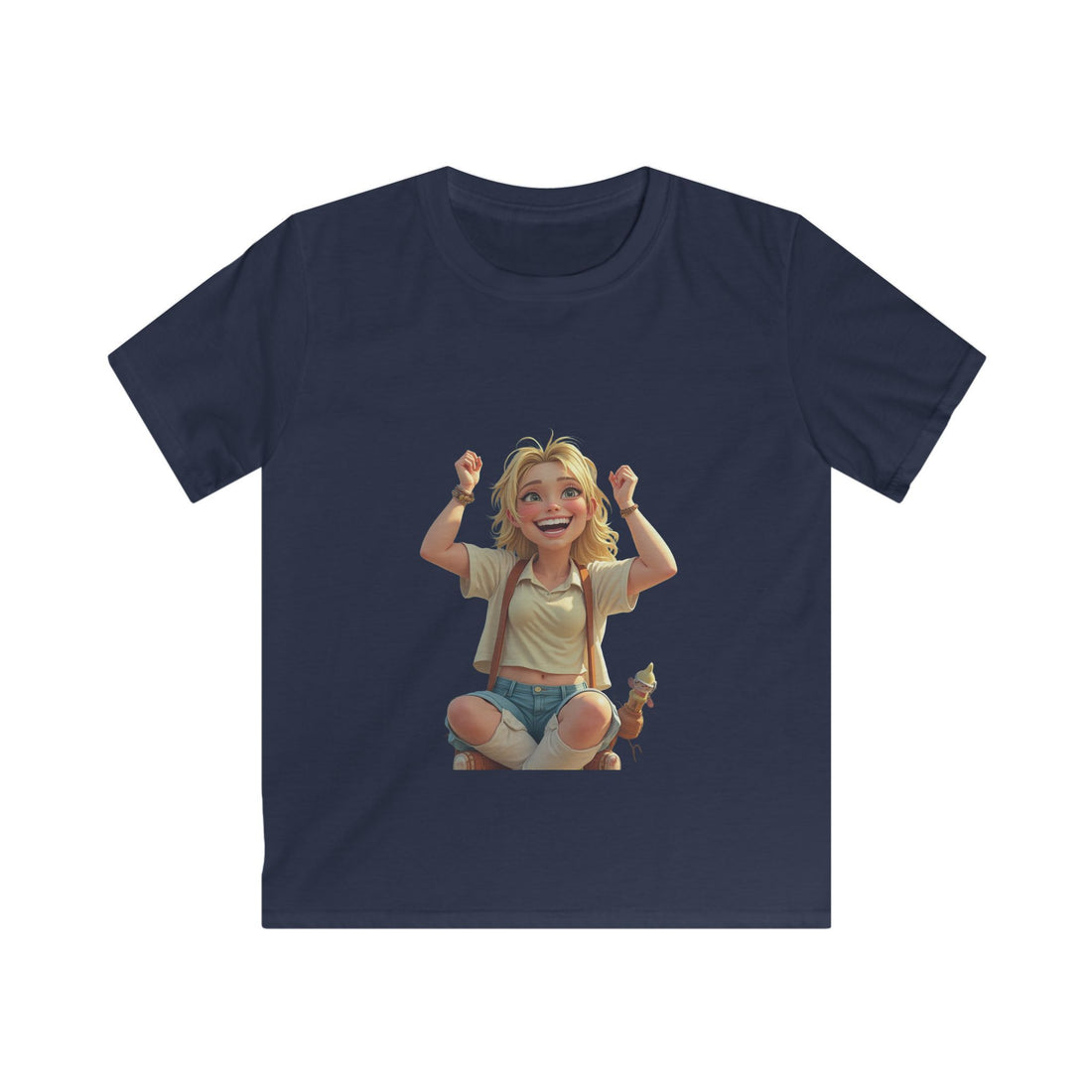 Smiling Girl Crown Illustration Cute Youth T‑Shirt