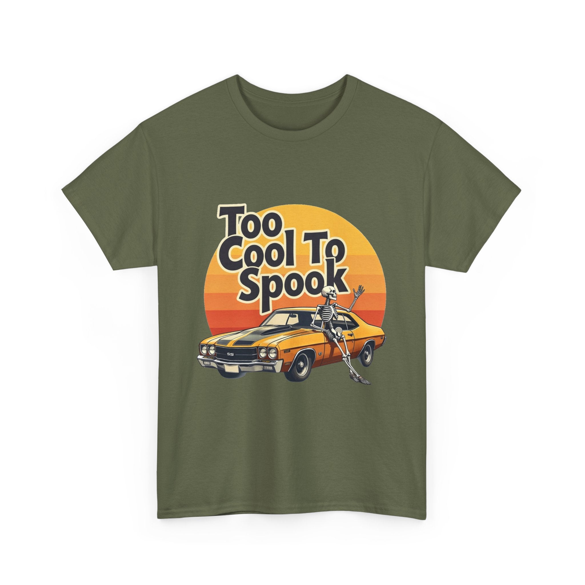 'Too Cool To Spook'  Retro Muscle Car Halloween T-Shirt
