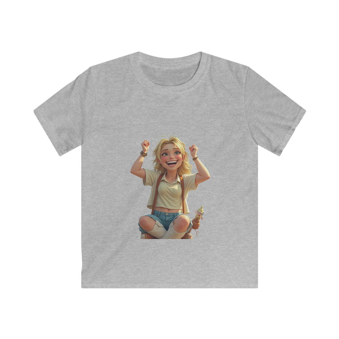 Smiling Girl Crown Illustration Cute Youth T‑Shirt
